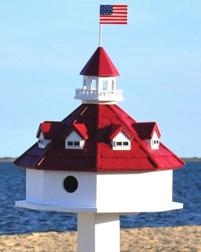 Handmade Chesapeake Bay Lighthouse Bird House - Decorative Garden Bird Feeder for Outdoor & Backyard Decor | Perfect for Bird Watching & Coastal Themed Gardens
