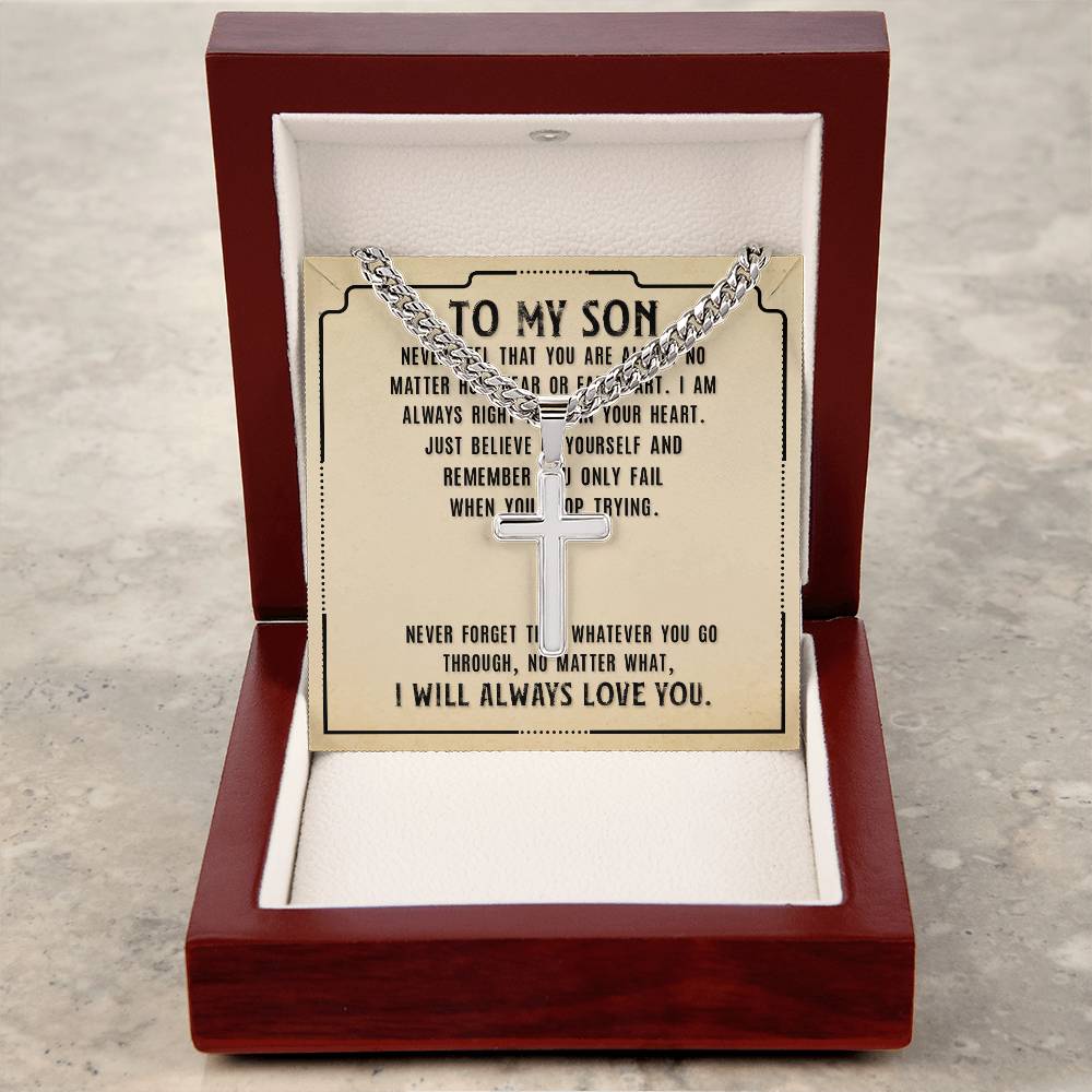 Cross Necklace for Son - Meaningful Gift from Mom | Religious Jewelry for Boys, Teens & Men - Perfect for Birthdays, Graduation & Special Occasions