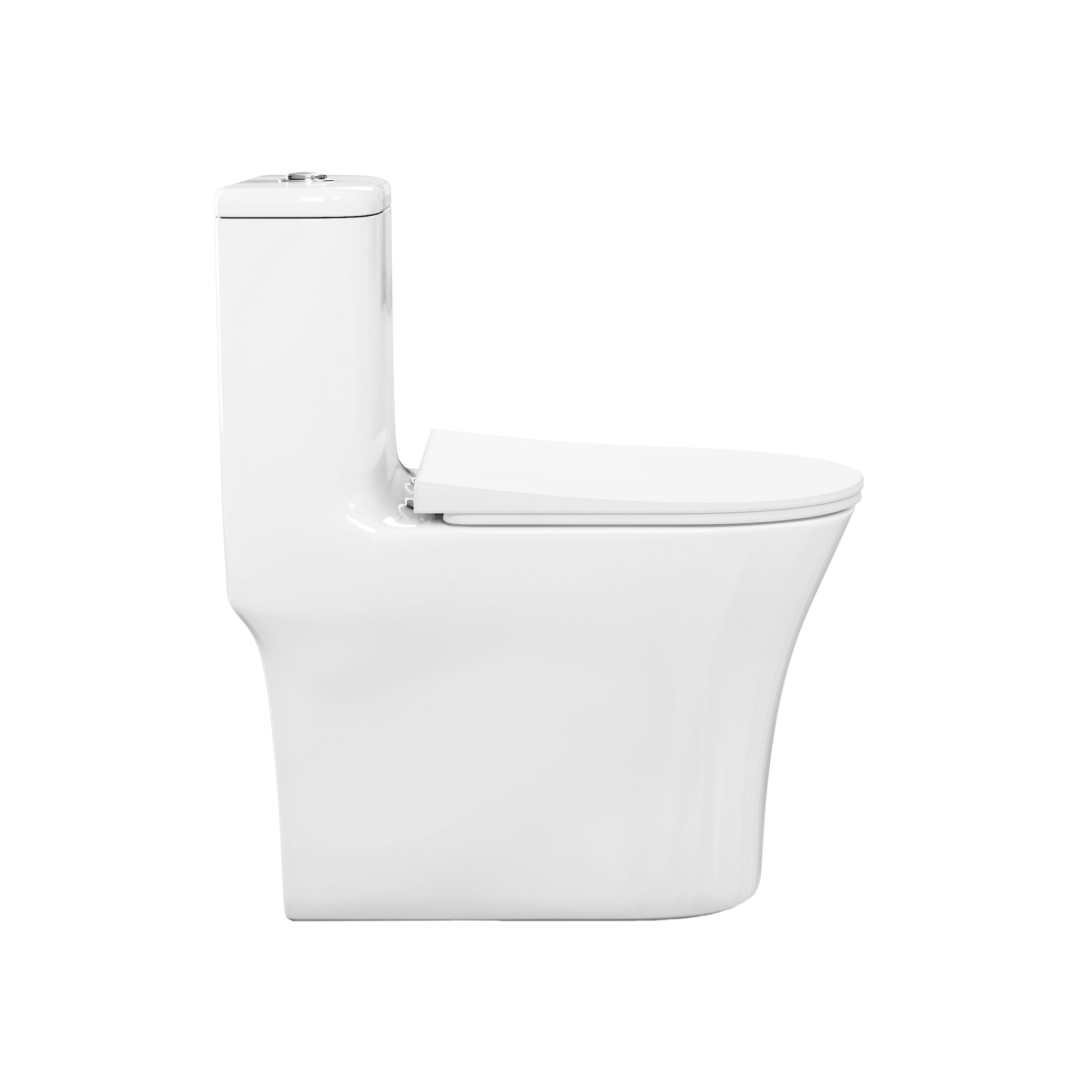 Swiss Madison Cascade One Piece Toilet - Modern ADA Compliant Elongated Dual Flush 1.1/1.6 GPF Bathroom Toilet in Glossy White | Perfect for Small Bathrooms, Master Suites & Commercial Spaces