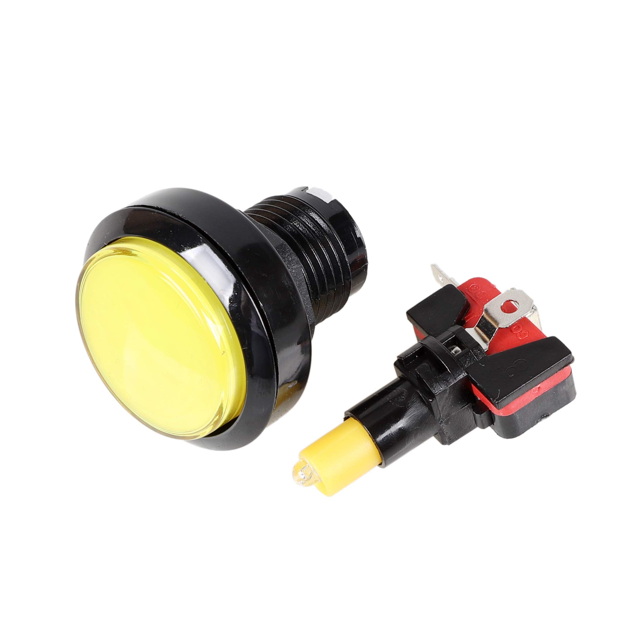 EG STARTS 5X 45mm LED Arcade Push Buttons with Microswitch - Perfect for DIY Arcade Machine, MAME Cabinet & Coin-Operated Gaming (5-Pack, Yellow) - Ideal for Home Arcade, Retro Gaming & Custom Control Panels
