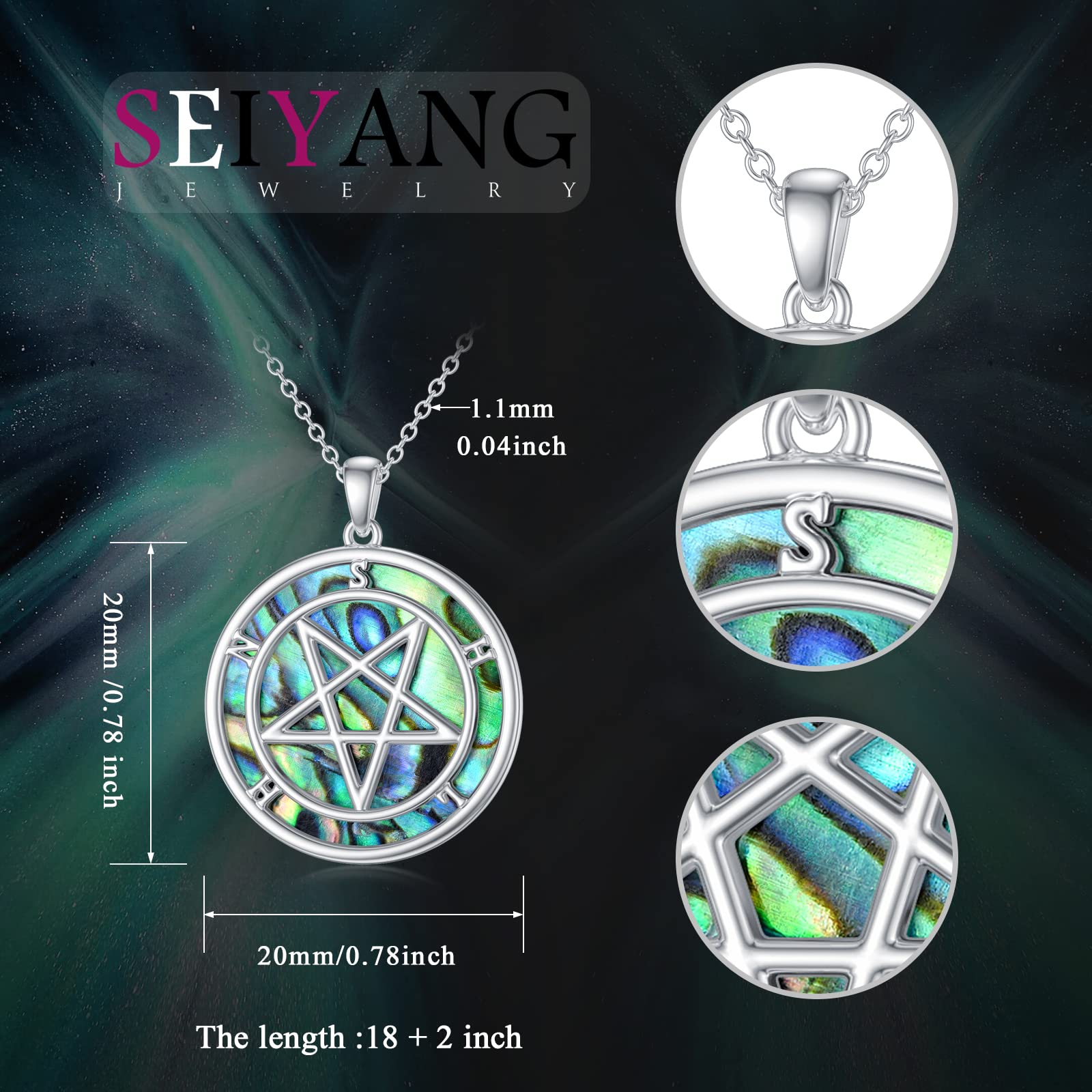 Seiyang Pagan Necklace - Norse Mythology Jewelry with Abalone Shell Pendant, Witchcraft Gift for Wicca & Pagan Rituals (Includes Gift Box) | Perfect for Spiritual Ceremonies, Witchy Aesthetics & Unique Jewelry Collection