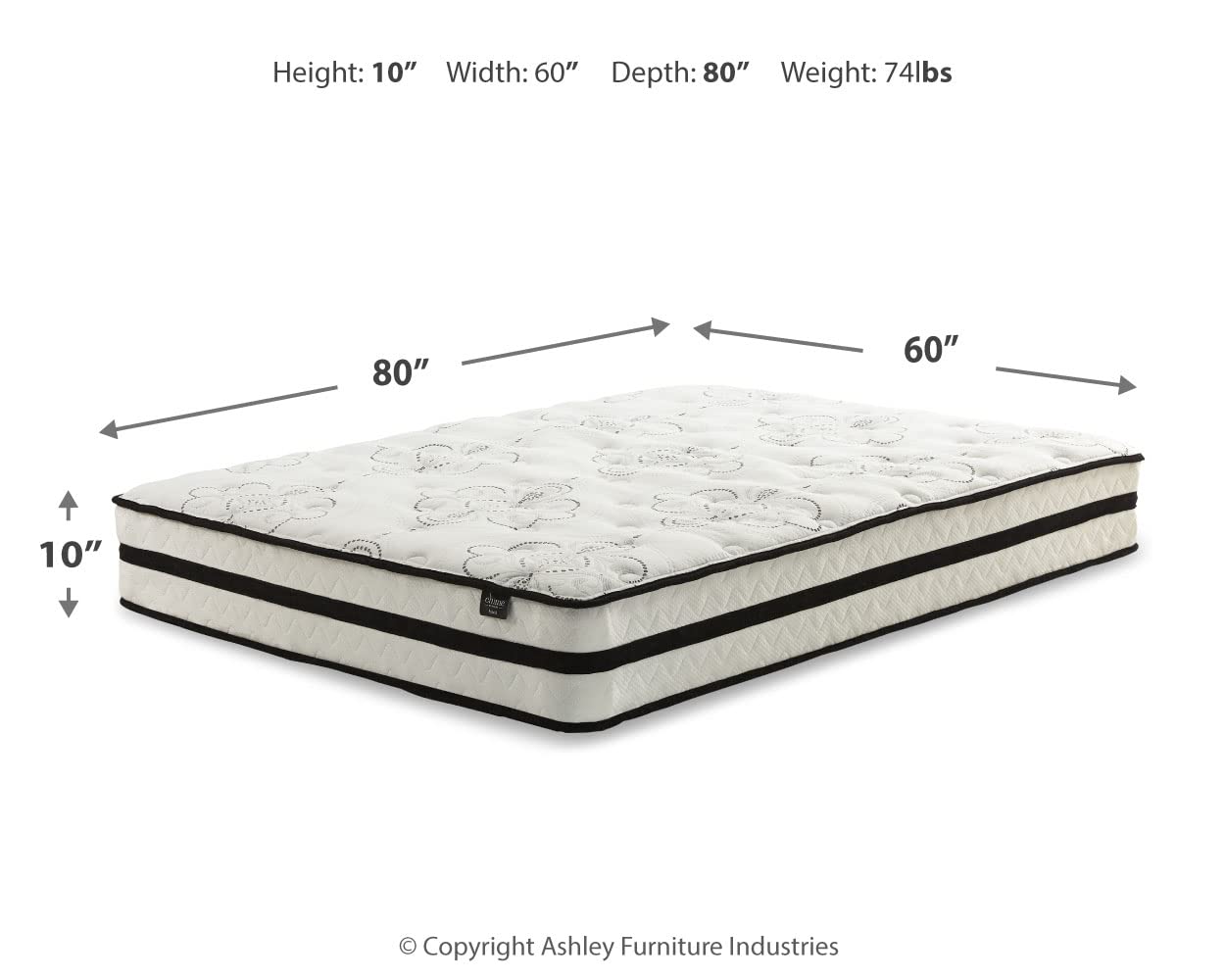 Signature Design by Ashley Queen Size Chime 10 Inch Medium Firm Hybrid Mattress with Cooling Gel Memory Foam for Pressure Relief - Perfect for Hot Sleepers & Back Pain Relief, Ideal for Master Bedrooms & Guest Rooms