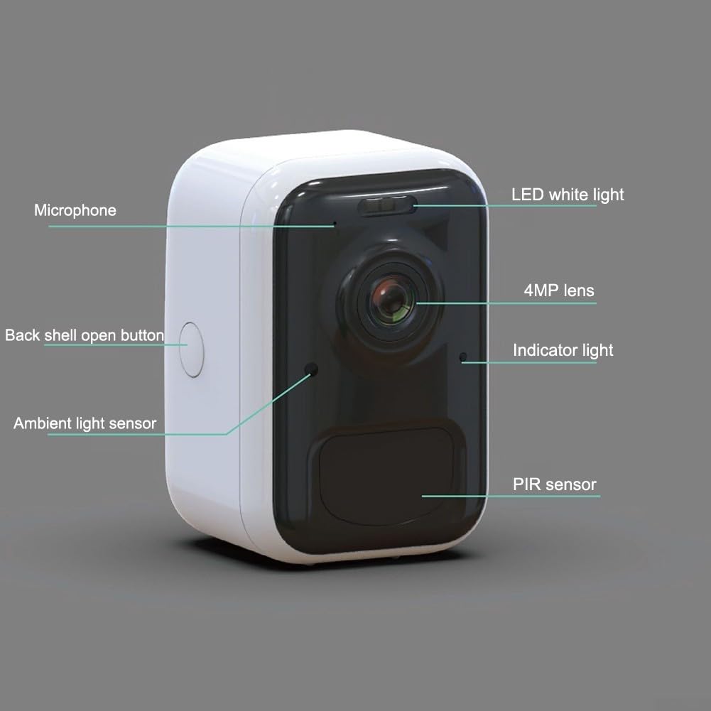 ZYWUOY IP65 Waterproof 4MP Security Camera with Rechargeable Battery & Solar Panel - Color Night Vision, 2-Way Audio, Outdoor Surveillance for Home/Business/Garden