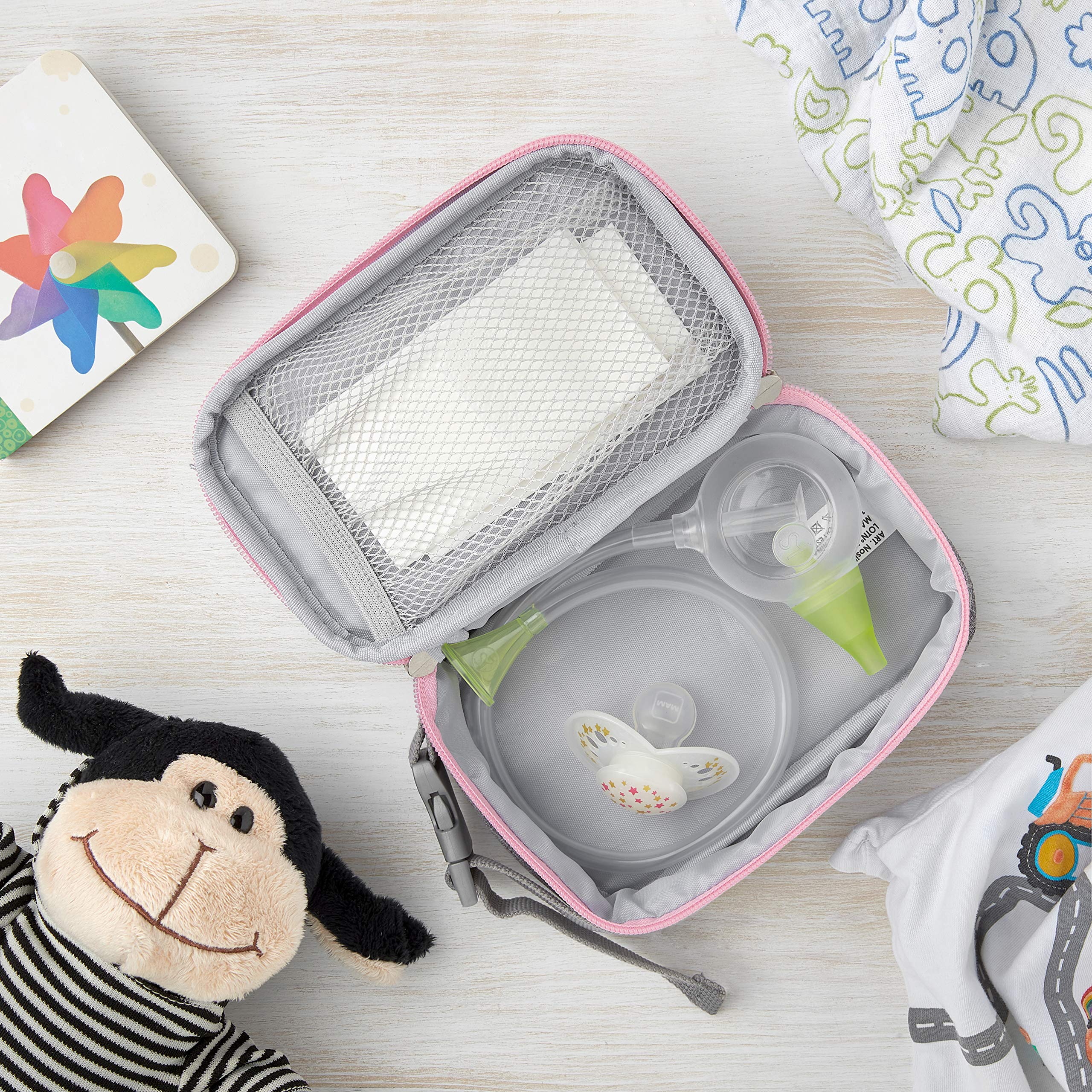 Nosiboo Baby Travel Toiletry Bag - Waterproof Cosmetic Organizer for Diapers, Wipes & Baby Essentials - Perfect for On-the-Go Parents, Airplane Travel & Nursery Storage