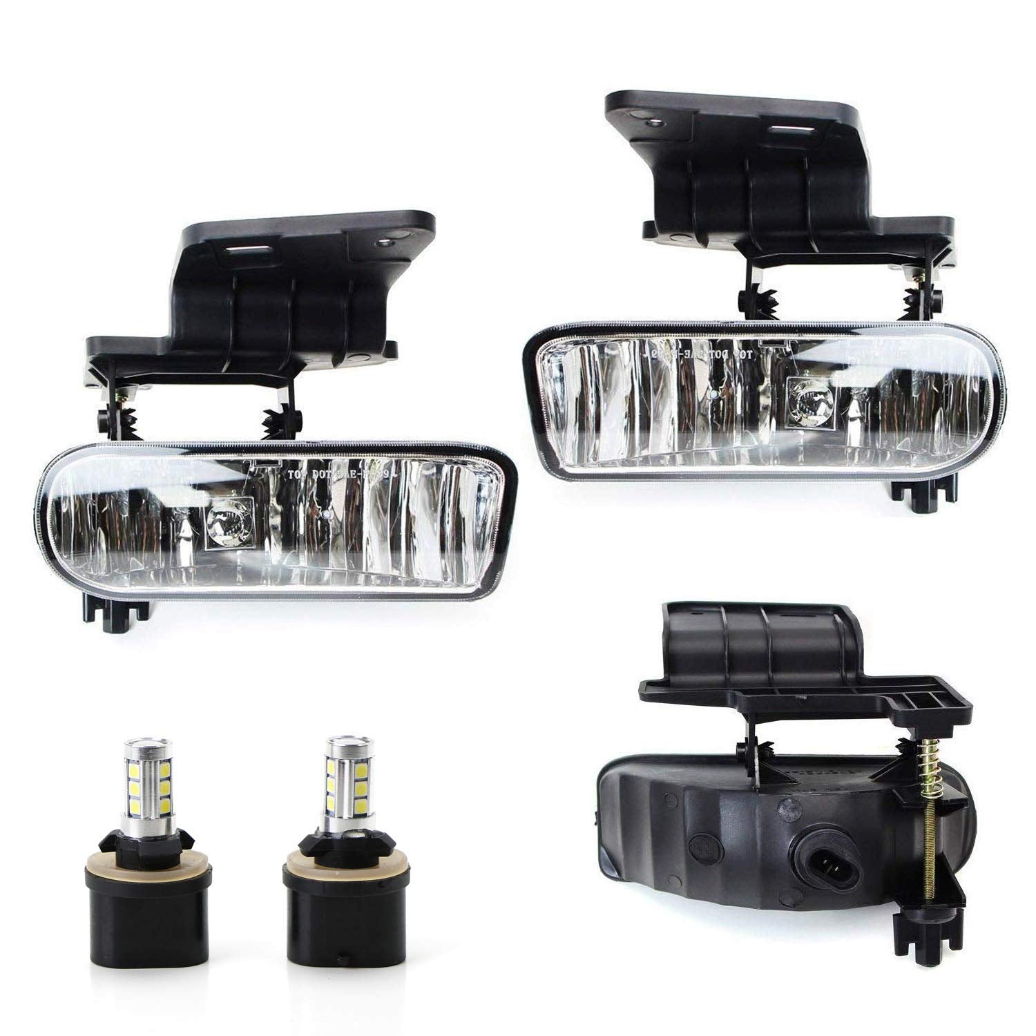 High-Performance Clear Lens White LED Fog Lights with Bracket - Compatible with Chevy Silverado 1500 2500 3500, Suburban & Tahoe - Enhanced Visibility for Off-Roading, Night Driving & Inclement Weather