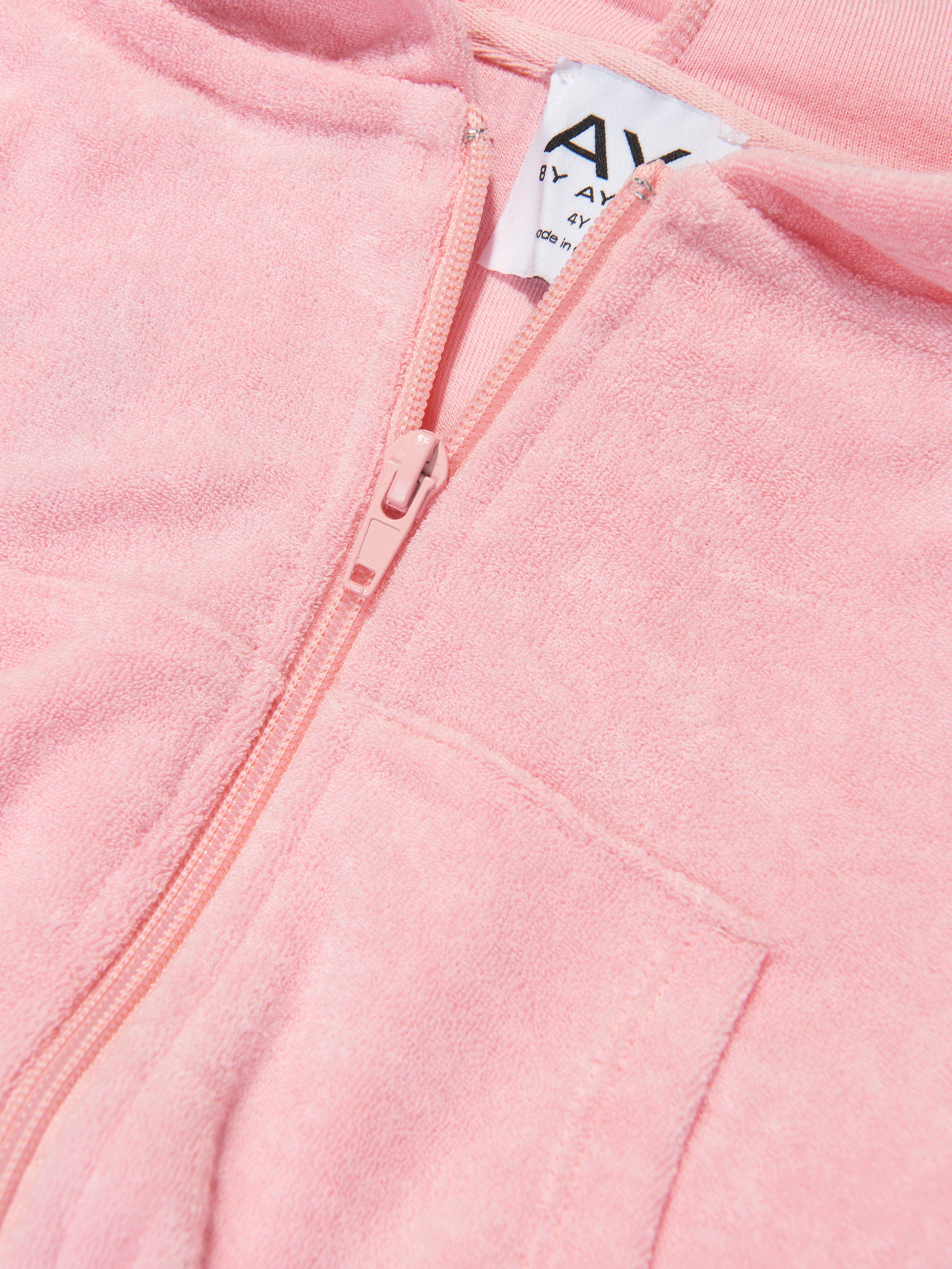 AY by AYLA Girls' Pink Toweling Hoodie - Soft & Cozy Pullover for Kids, Perfect for Playdates, Lounging & After-Swim Warmth