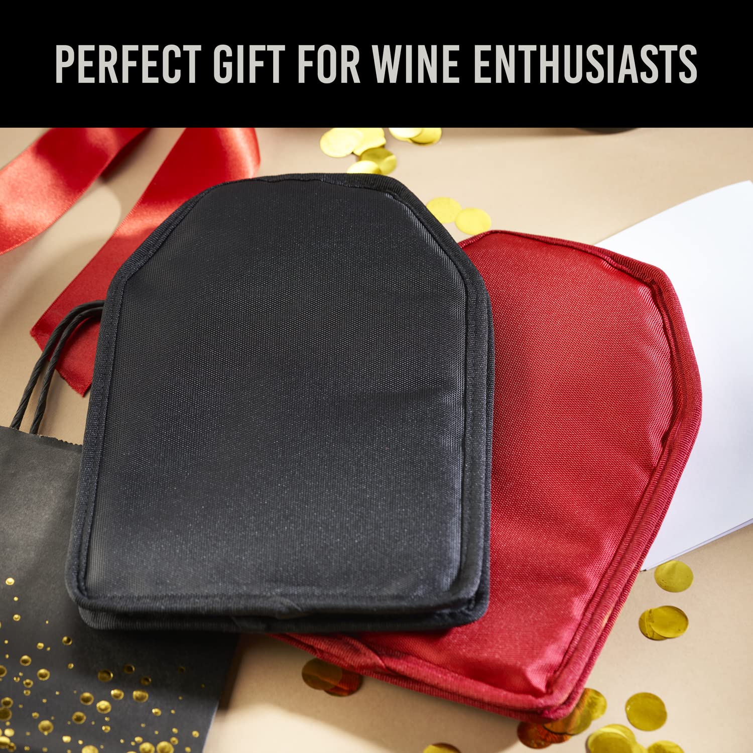Premium Reusable Wine Cooler Sleeve - High-Quality Solid Gel Insulated Wine Bottle Chiller for White & Red Wines - Perfect for Picnics, Parties, and Outdoor Events (Black)