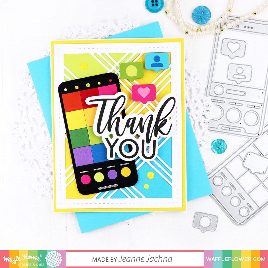 Waffle Flower Thank You Matching Die Set - Perfect for Handmade Greeting Cards, Scrapbooking & DIY Paper Crafts