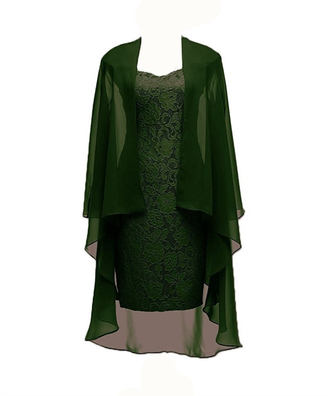 Elegant 2-Piece Lace Mother of The Bride Dress Set with Jacket - Chiffon Formal Evening Gown in 26W Grass Green | Perfect for Weddings, Galas & Special Occasions