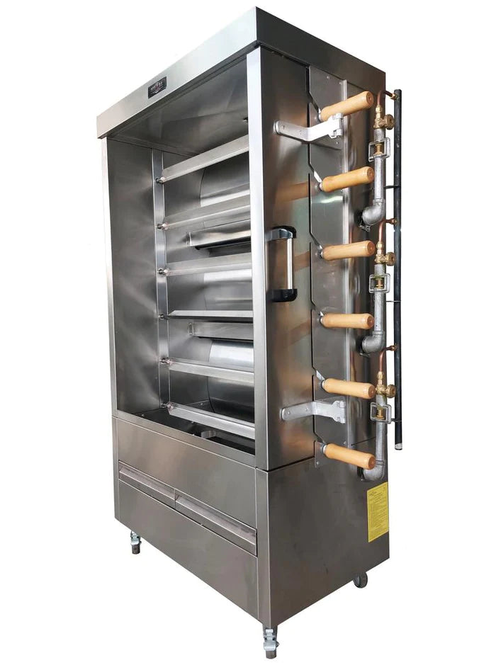 AMPTO Commercial Gas Chicken Rotisserie - 30 Chickens Capacity (FRG6VE) for Restaurants, Catering & Food Trucks