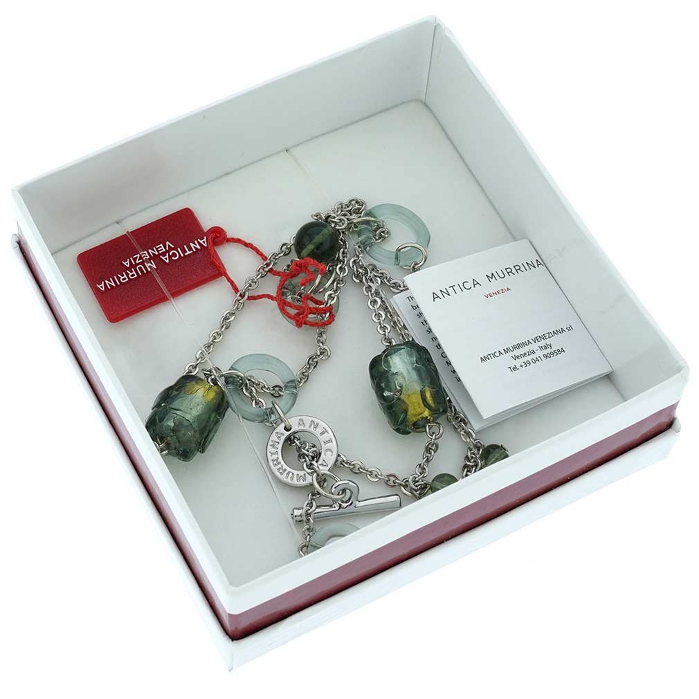 Venetian Murano Glass Air Necklace - Silver Grey Pendant | Elegant Jewelry for Women, Perfect Gift for Birthday, Anniversary & Special Occasions