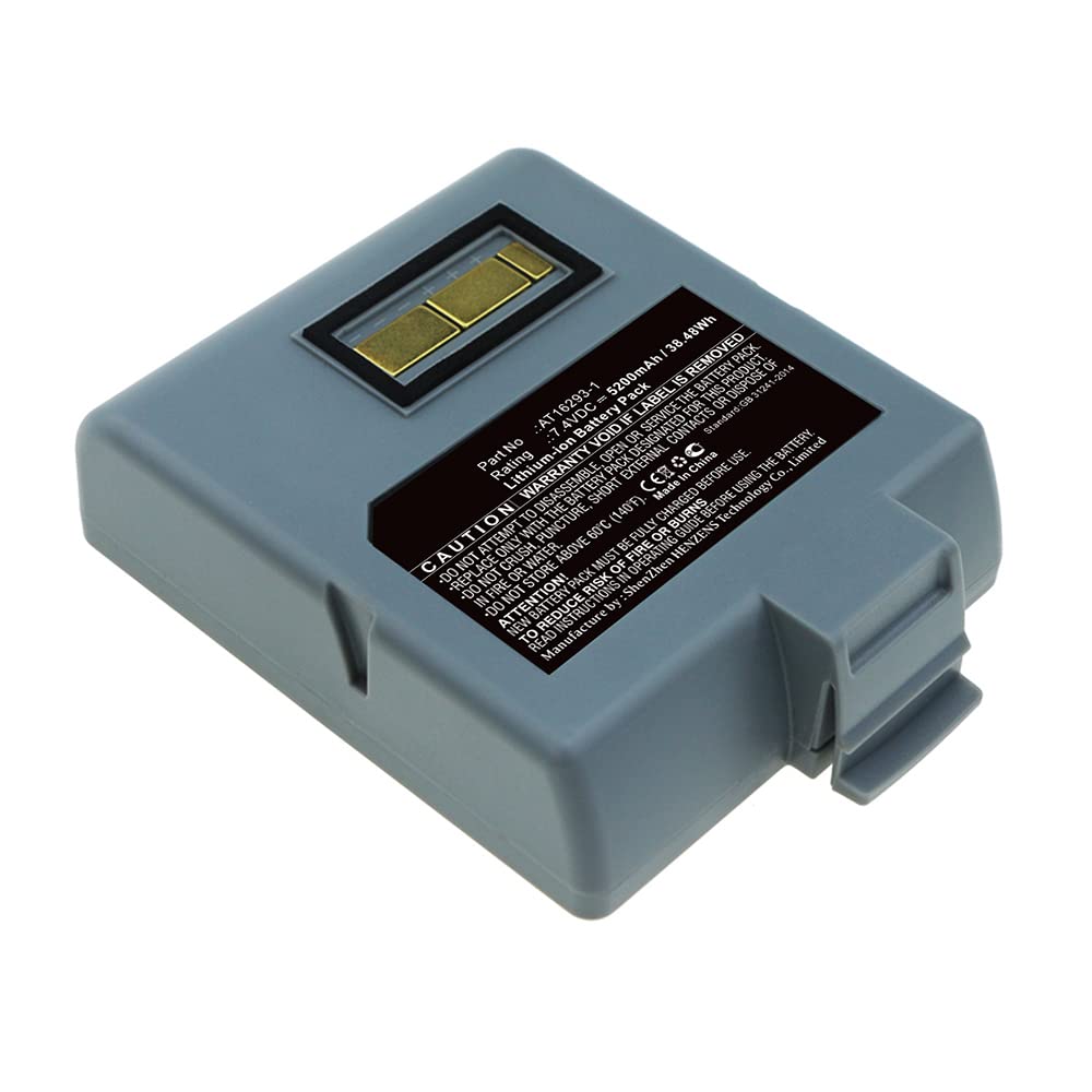 Synergy Digital High Capacity 5200mAh Li-ion Battery for Zebra AT16293-1 Printer - 7.4V Replacement Battery for Warehouse, Retail & Logistics Barcode Printing