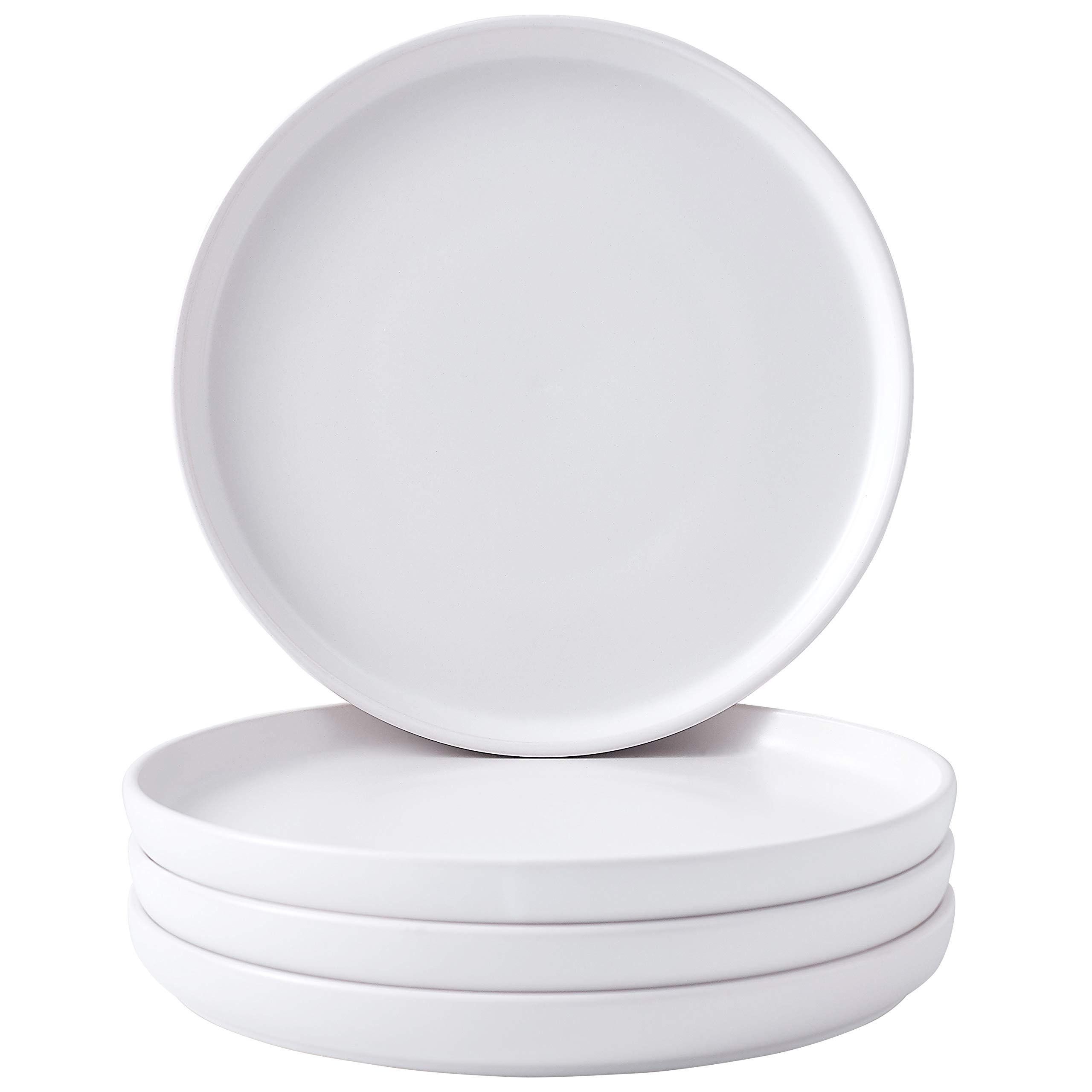 Bruntmor 11 Inch Ceramic Dinner Plates Set of 4 - Round White Pasta & Salad Plates - Oven & Dishwasher Safe Dinnerware - Perfect for Family Meals, Restaurants, and Dinner Parties