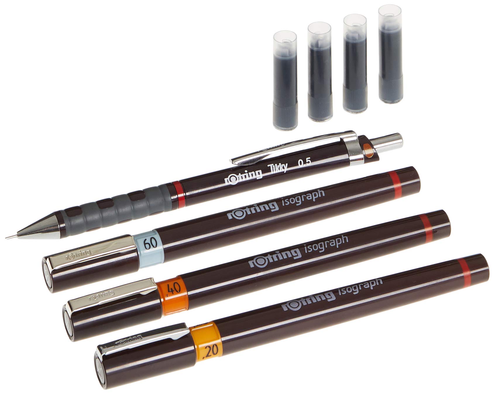 Rotring Isograph Junior Set - 3 Technical Drawing Pens (0.20mm, 0.40mm, 0.60mm) with Accessories - Perfect for Architects, Engineers & Artists - Drafting, Sketching & Technical Illustration Tools