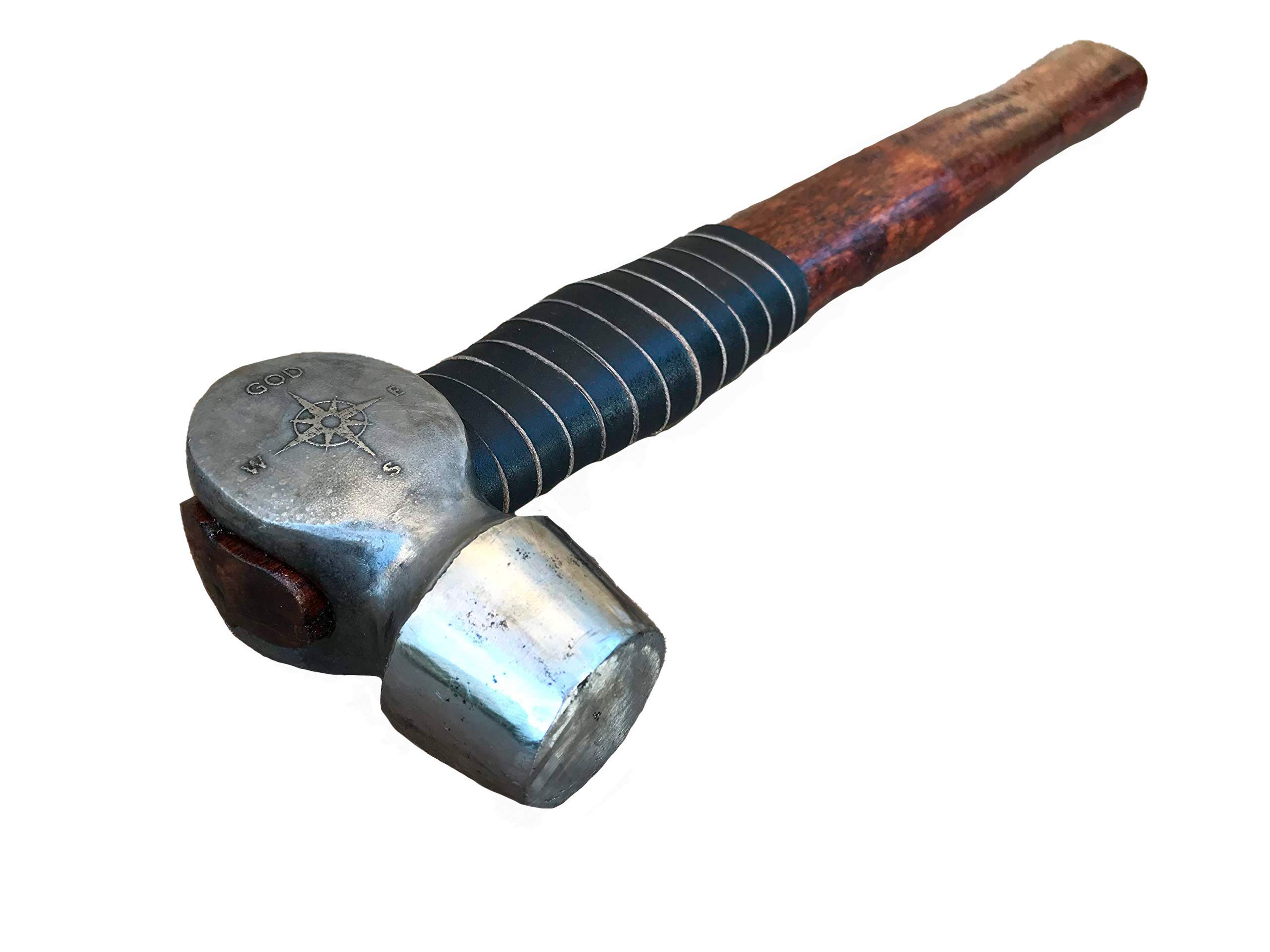 Custom Viking Hammer with Engraved Triskele & Vegvisir - Personalized Handmade Hammer for Men - Unique Gift for Woodworking, Camping & Outdoor Adventures