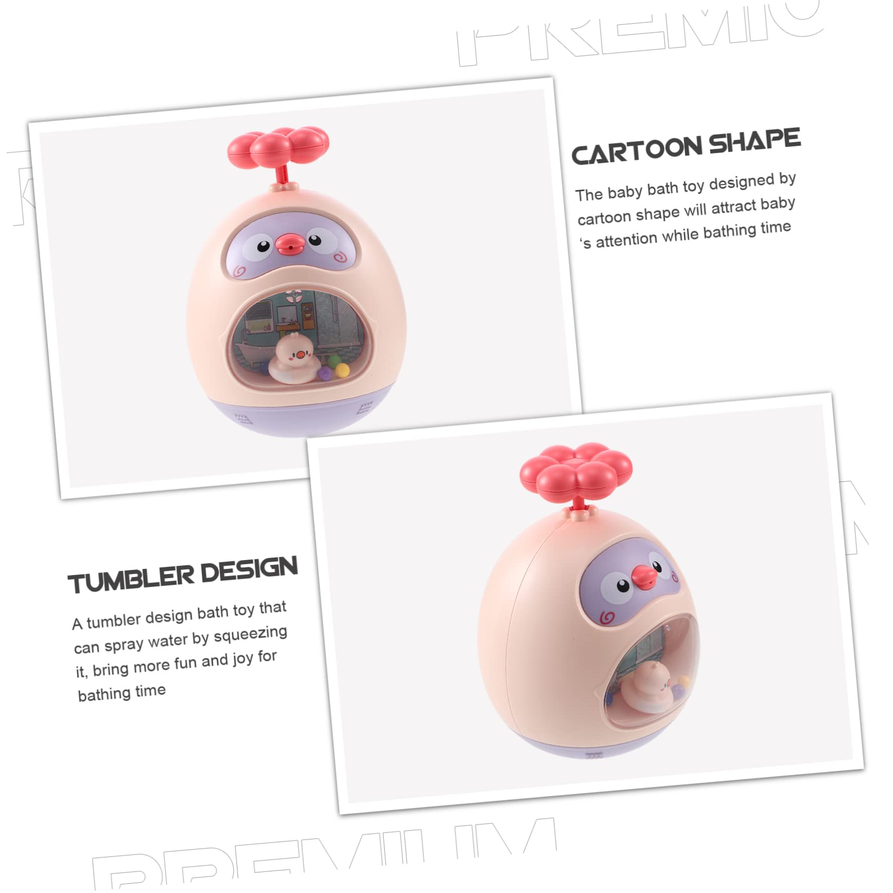 BrightFufu Tumbler Toy - Cute Animal Shower & Bath Toys for Kids, Fun Bathtub Water Play, Non-Toxic ABS Plastic, Pink - Perfect for Toddler Bath Time & Sensory Play