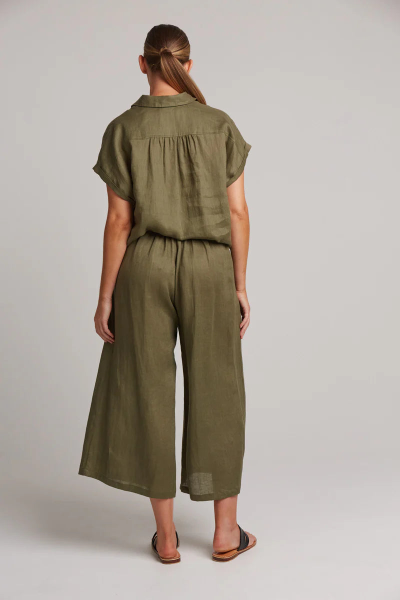 Stylish Tie Front Linen Shirt for Women - Khaki | Breathable Summer Blouse for Casual Outings & Office Wear