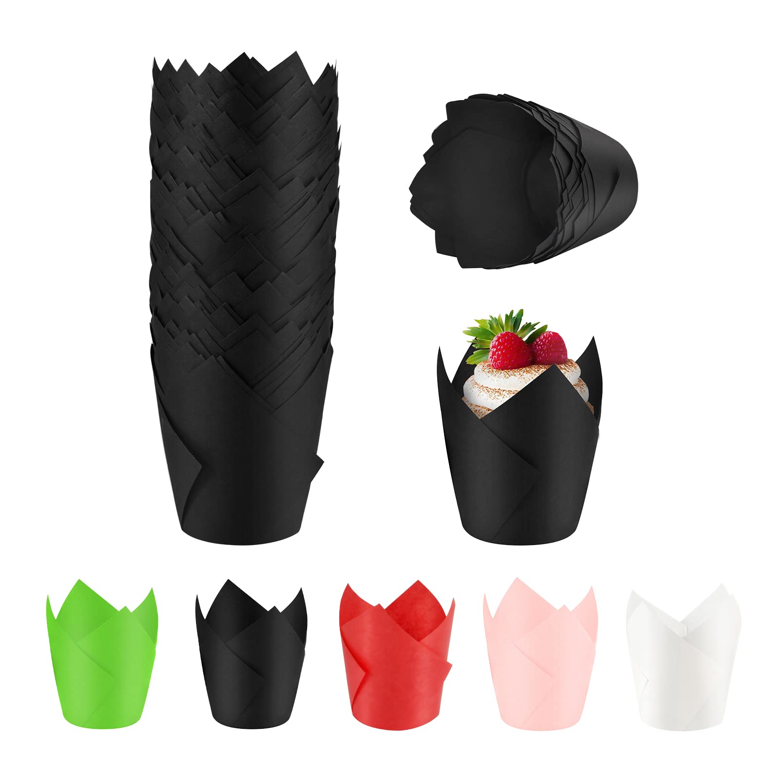 100-Pack Natural Tulip Baking Cups | Standard Muffin & Cupcake Liners for Baking - Perfect for Weddings, Birthdays, Christmas, Baby Showers & Parties (Eco-Friendly Paper Baking Supplies)