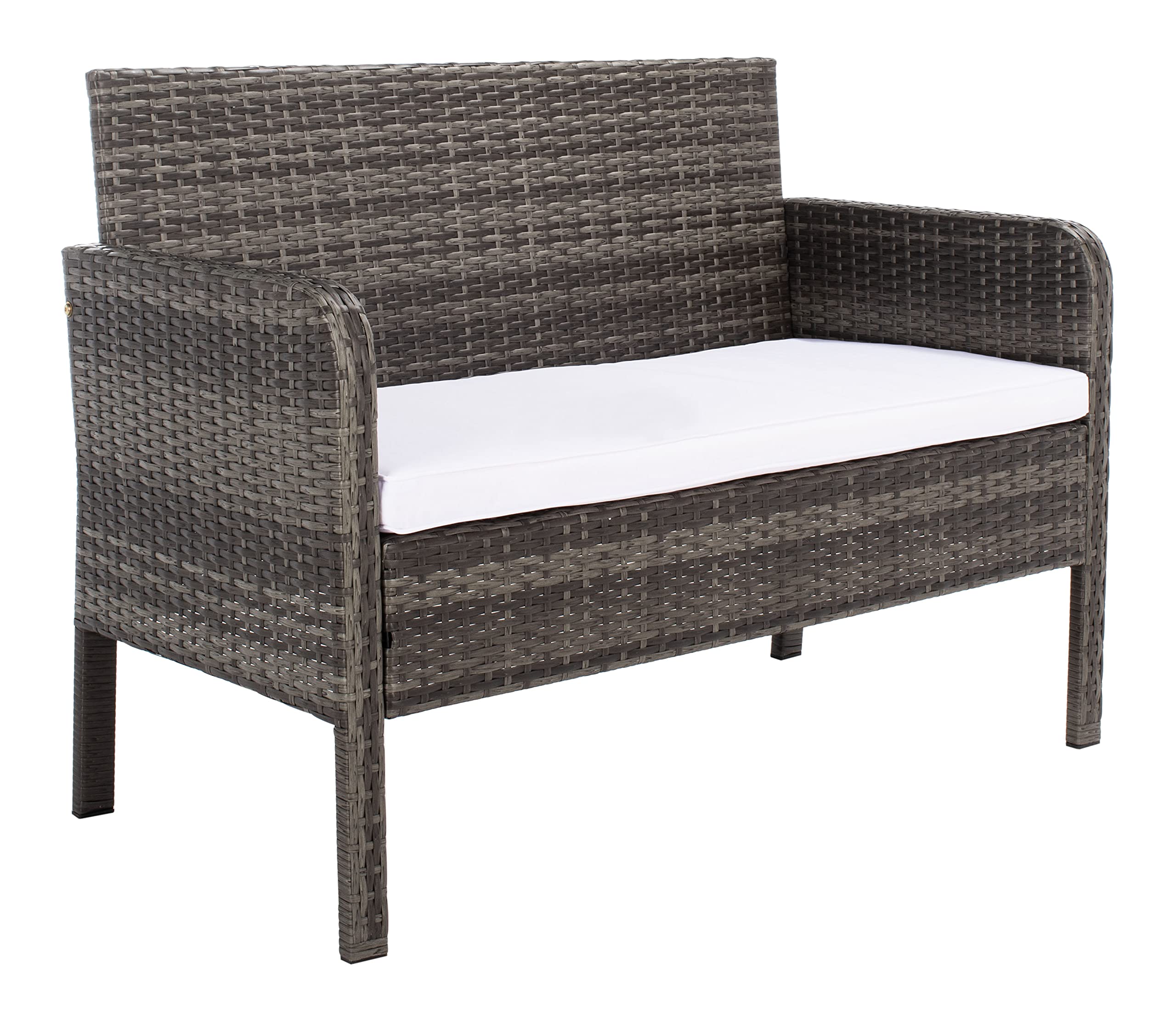 SAFAVIEH Outdoor Collection Aboka Grey Brown/White 4-Piece Patio Cushion Set - Water-Resistant Conversation Furniture Cushions for Garden, Deck, Poolside & Backyard Relaxation (PAT7505C)