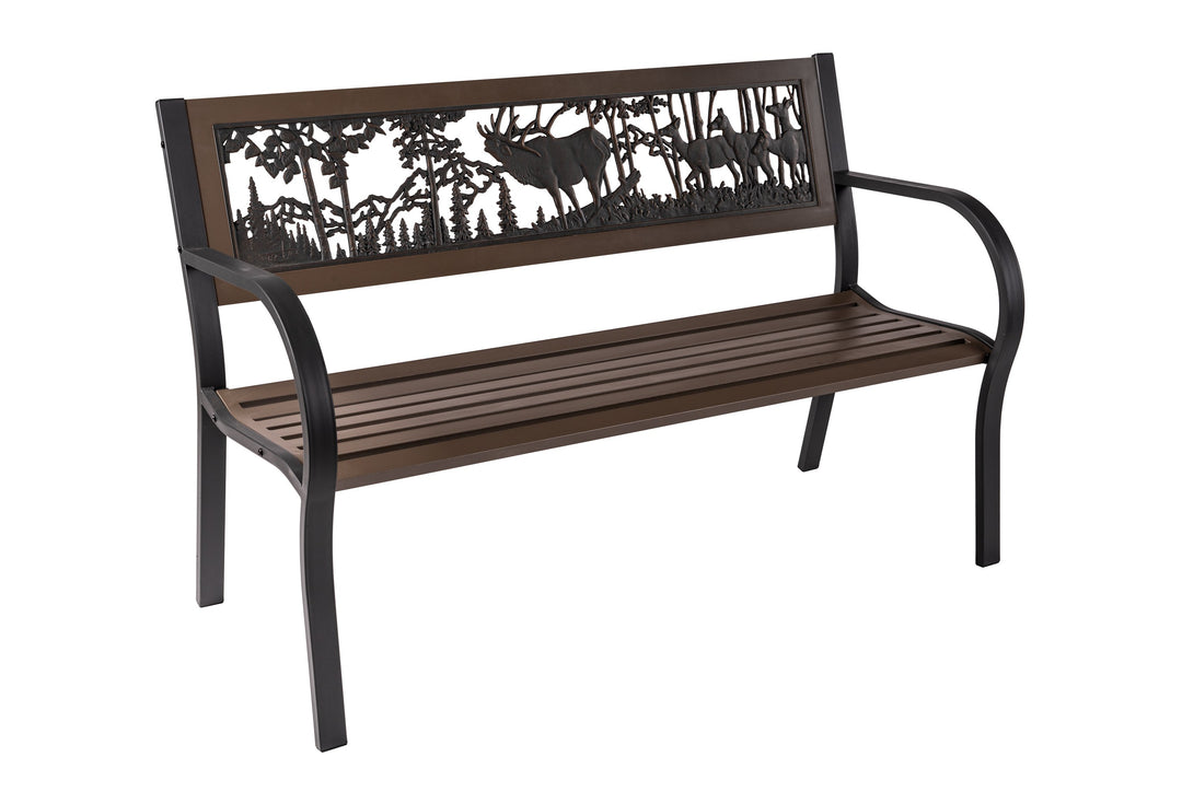 Premium Steel Tube Elk Bench - Durable Outdoor Bench for Hunting Lodges, Cabins & Rustic Decor | Perfect for Patio, Garden & Wildlife Viewing