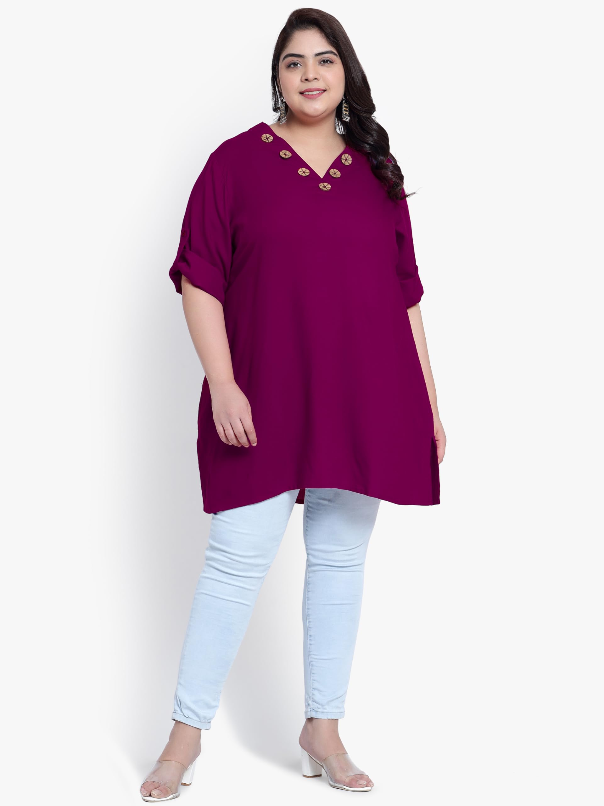 Indietoga Women's Plus Size Casual Longline Tunic Tops (2XL to 7XL) - Flowy Loose Fit Blouse for Work, Travel & Everyday Wear