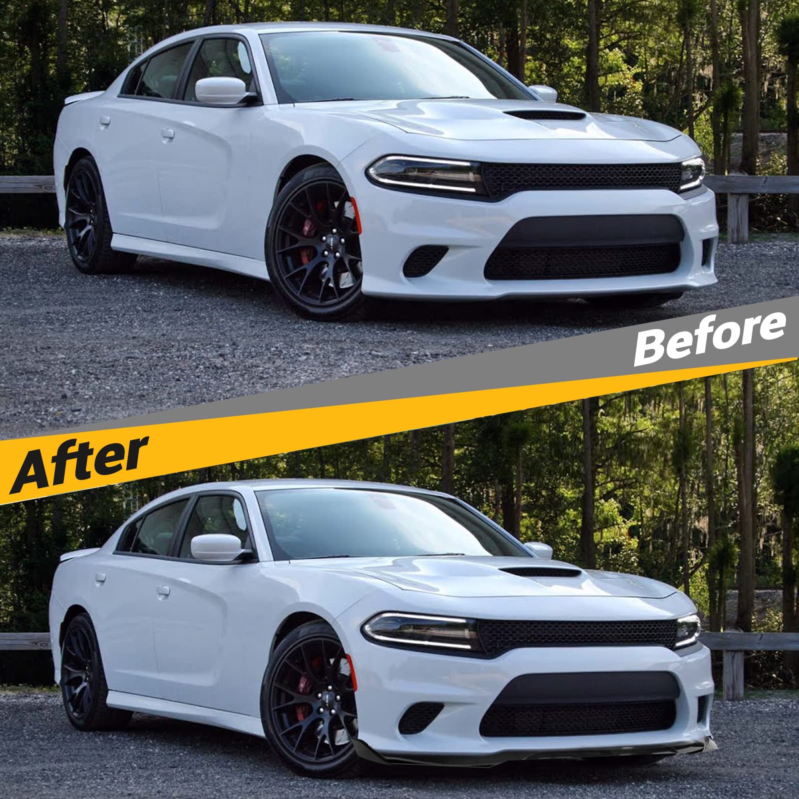 AUXMART Carbon Fiber Front Bumper Lip Splitter for 2015-2023 Dodge Charger SRT | V2 Style Spoiler & Chin Protector | Body Kit Upgrade for Enhanced Style & Protection | Perfect for Street Racing & Car Shows