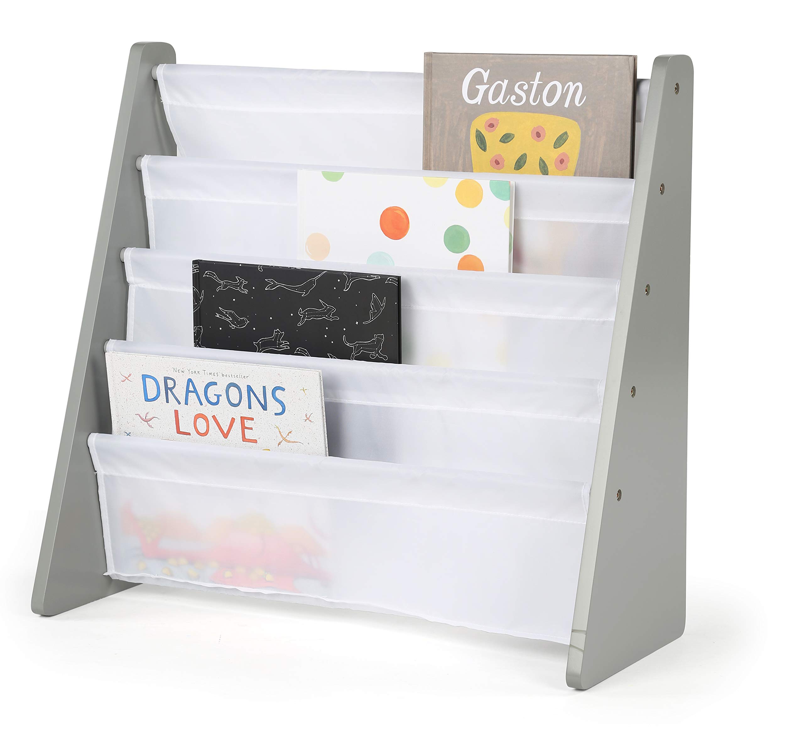 Humble Crew Kids Toy Organizer & Book Rack Storage Bookshelf - Grey/White Toddler Furniture for Nursery, Playroom & Bedroom Organization