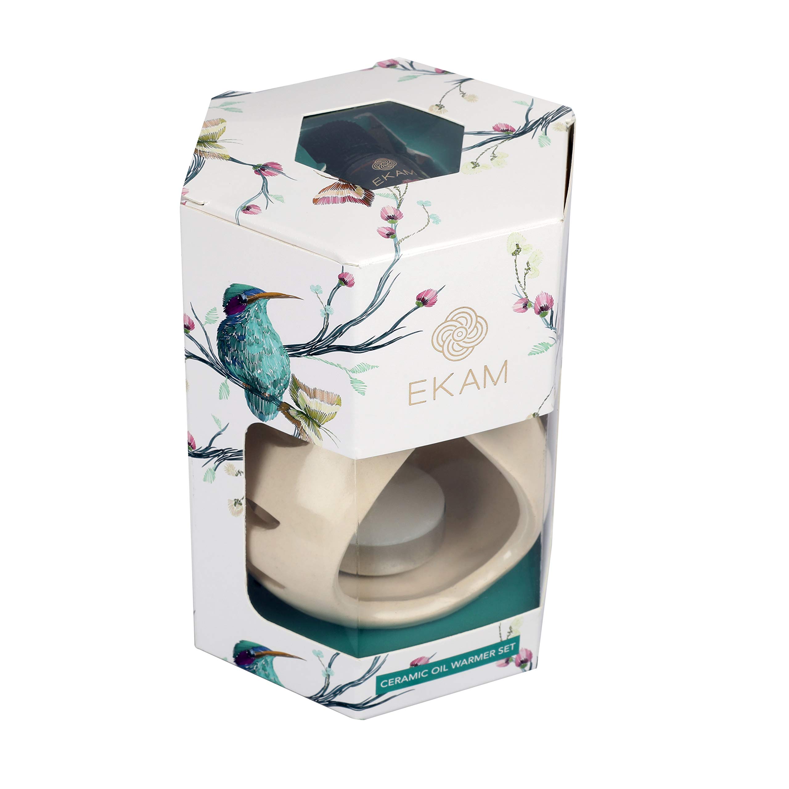 EKAM® Lavender Ceramic Essential Oil Diffuser Set - Aromatherapy Oil Warmer for Home, Spa, Yoga & Relaxation | Perfect Home Decor Gift for Women, Mothers Day & Housewarming | Creates Soothing Ambiance in Bedroom, Office & Bathroom