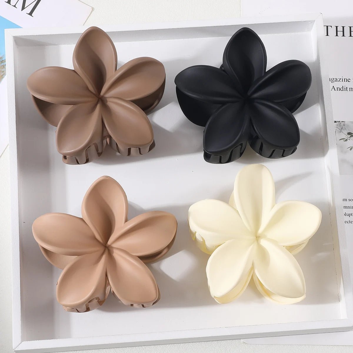 Tiare Flower Crab Claw Hair Clip - Elegant Winter Hair Accessory for Parties, Weddings & Special Occasions