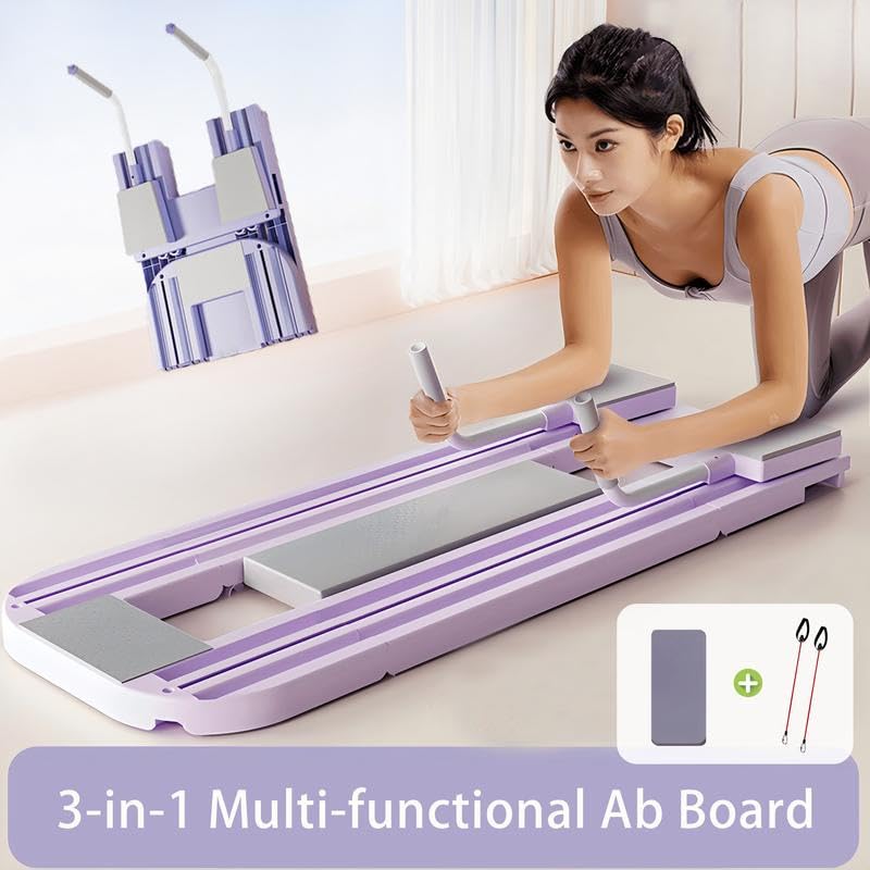 Foldable Home Pilates Reformer with Knee Mat, Timer & Resistance Bands - Core Strength Trainer for Abs, Back & Full Body Workout | Portable Fitness Equipment for Home Gym, Physical Therapy & Pilates Studio Use