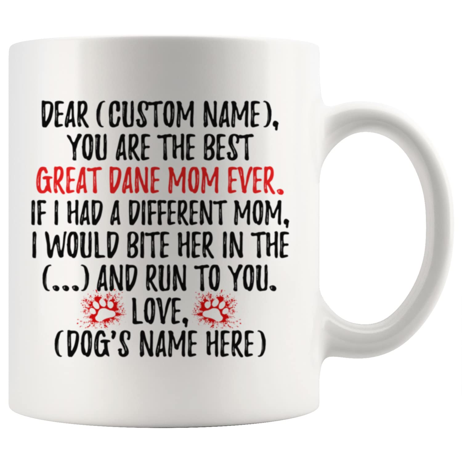 Personalized Great Dane Dog Mom Coffee Mug - 11 oz Ceramic Cup for Great Dane Lovers, Dog Owners & Pet Parents - Perfect Gift for Birthdays, Mother's Day & Dog Moms - Use at Home, Office or as a Thoughtful Present
