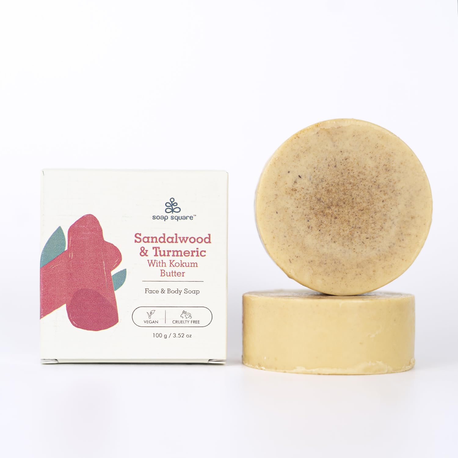Organic Sandalwood & Turmeric Soap with Kokum Butter - SLS Free, Paraben Free, Cruelty-Free, Vegan, Handmade in India (100g) - Perfect for Sensitive Skin Care & Natural Gift Sets