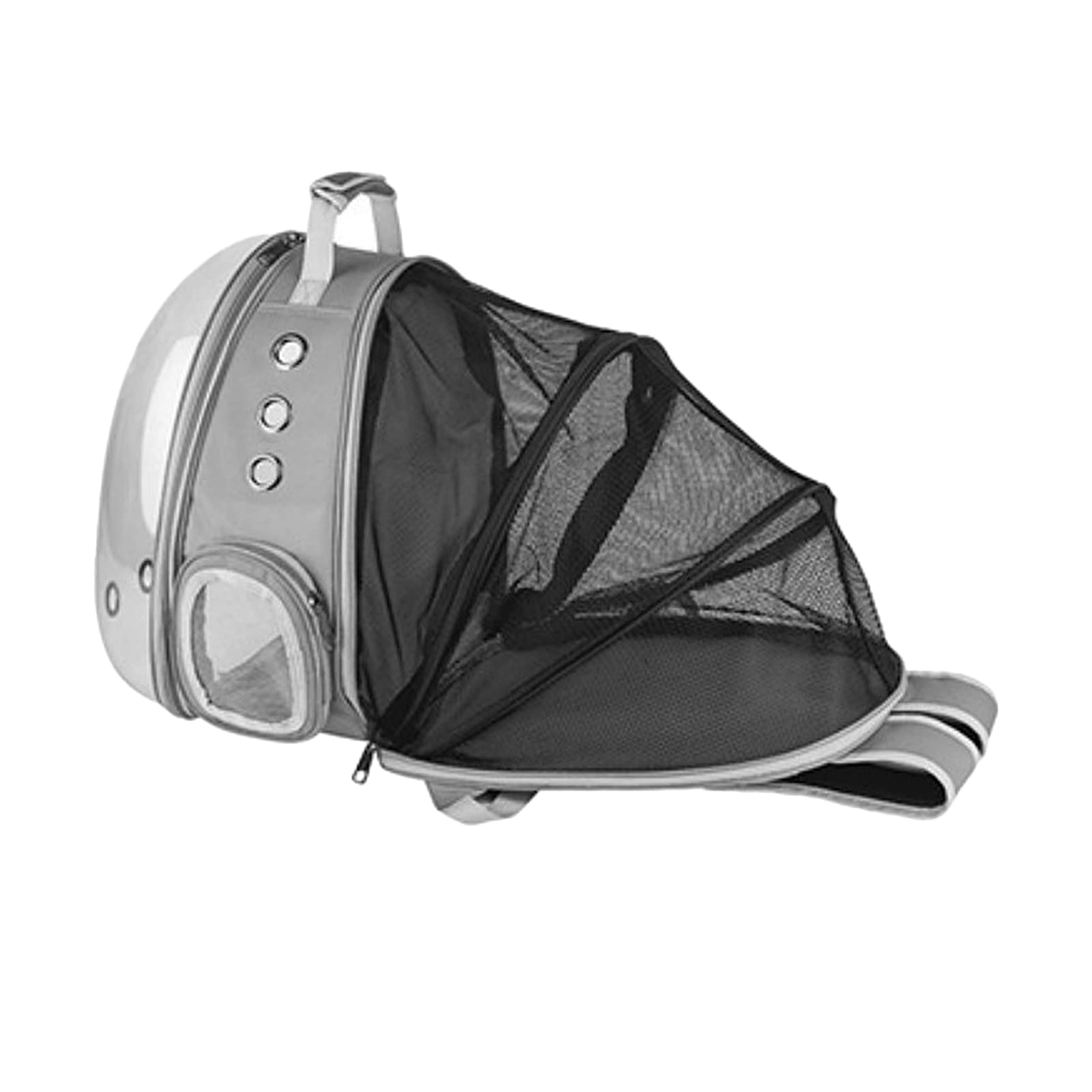 Expandable Clear Bubble Cat Carrier Backpack - Gray Pet Travel Carrier for Small Dogs & Cats | Durable & Comfortable for Outdoor Adventures, Sightseeing, Hiking & Air Travel