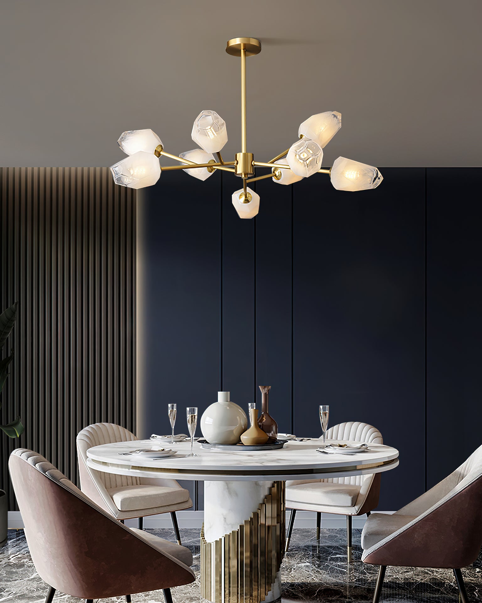 Elegant Glass Awl Chandelier - Modern Crystal Ceiling Light Fixture for Dining Room, Bedroom & Living Room Decor
