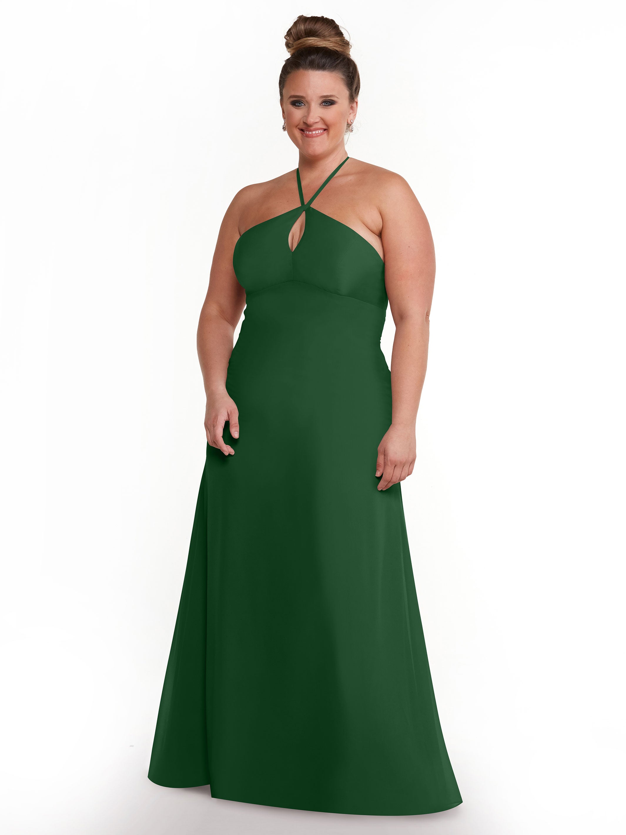 Elegant A-Line Chiffon Bridesmaid Dress with Keyhole Halter Neckline - Perfect for Weddings, Formal Events & Special Occasions