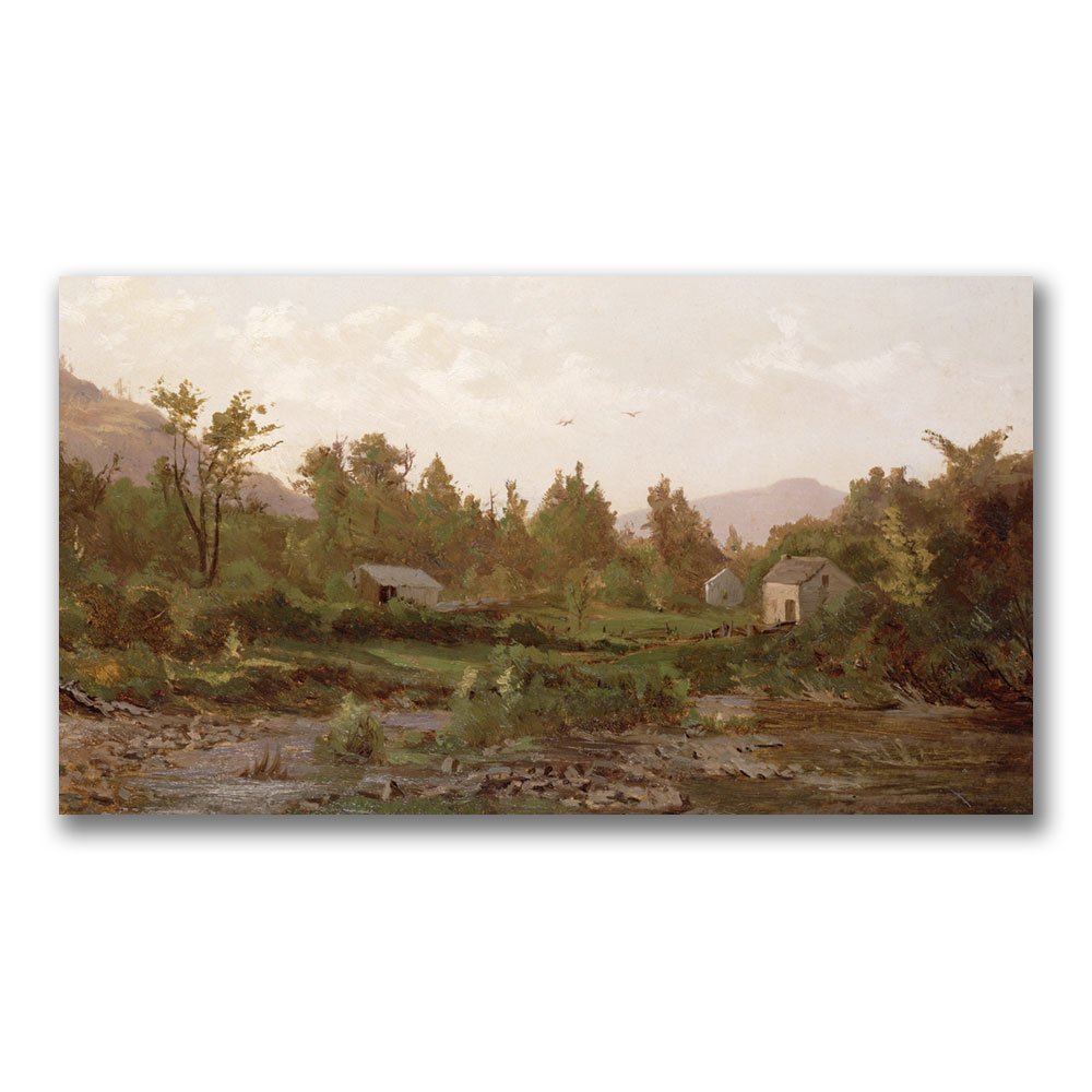 Thomas Worthington Landscape With Trees And Houses - 14x24 Inch Canvas Wall Art for Living Room, Bedroom & Office Decor