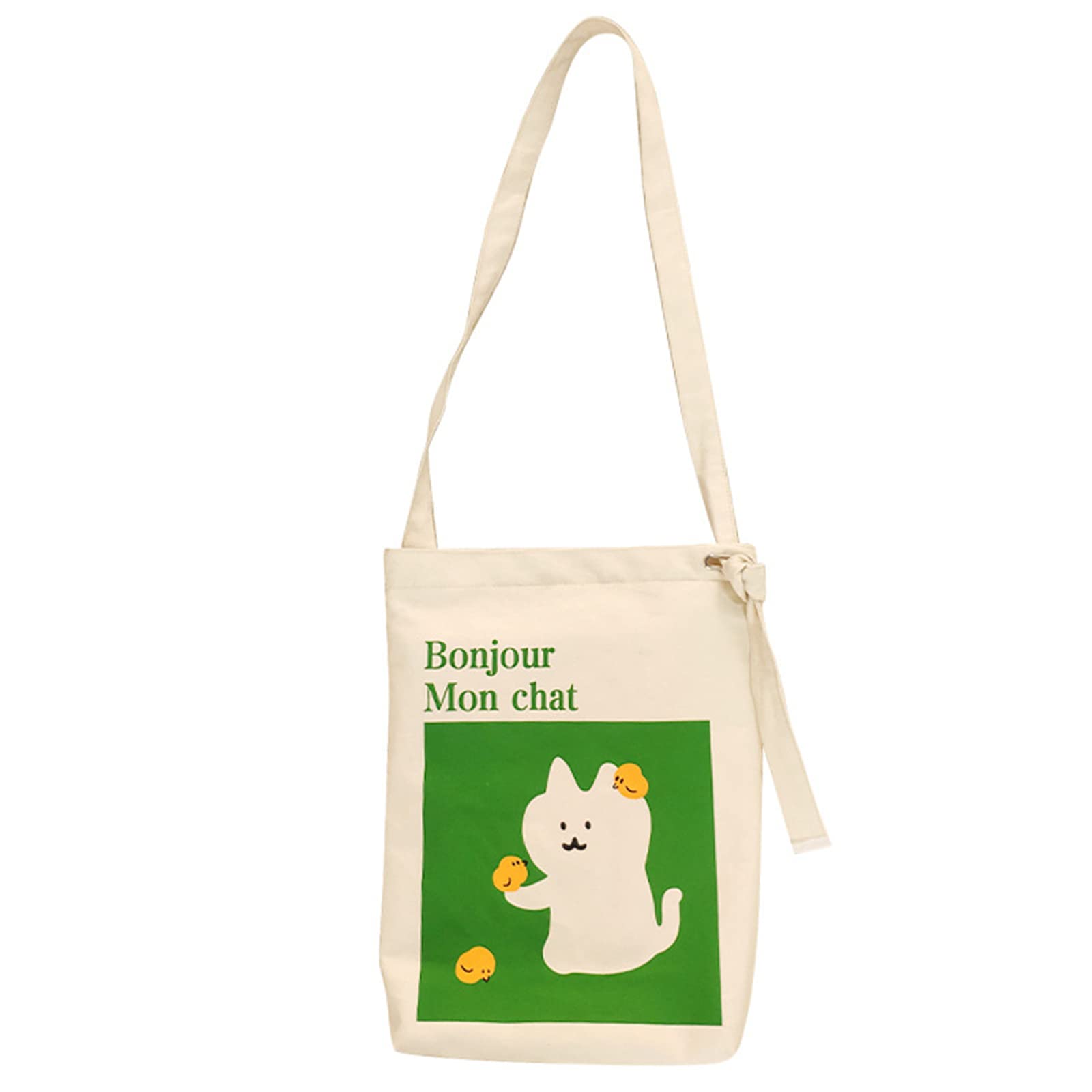 Stylish Women's Canvas Shoulder Bag with Cute Cat Print - Fashionable Hobo Crossbody Handbag for Daily Use, Work, and Travel