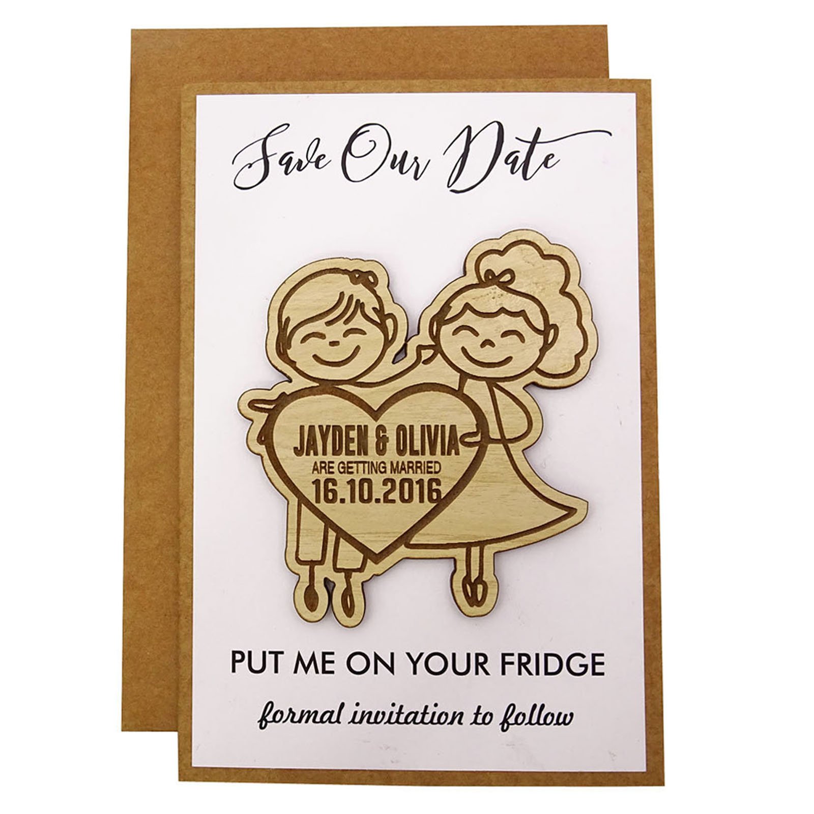 Personalized Rustic Wood Save The Date Magnets - Set of 50 Engraved Wedding Announcement Cards with Envelopes - Perfect for Wedding Invitations, Bridal Showers & Anniversary Celebrations