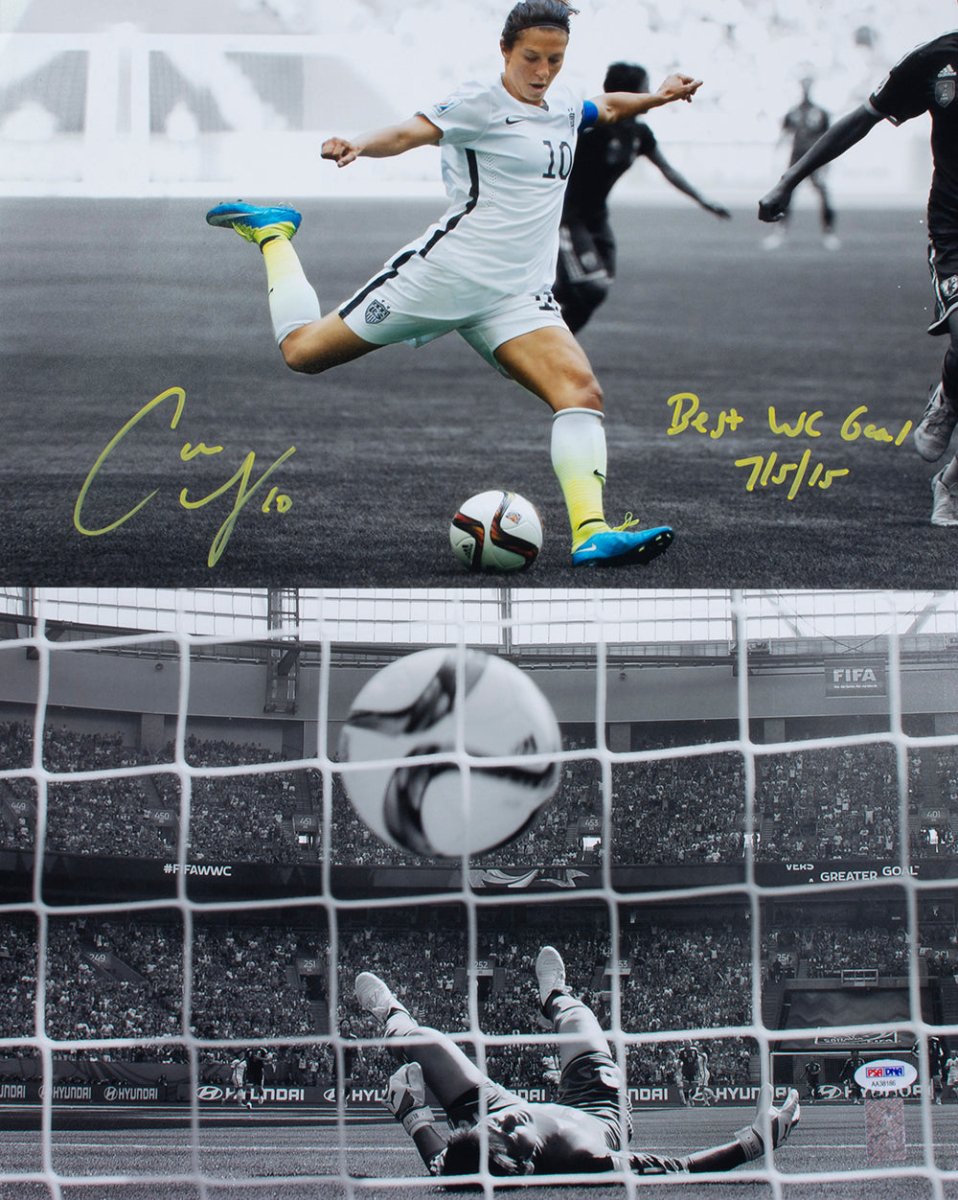 Authentic Carli Lloyd Signed 16x20 Soccer Photo - 2015 World Cup Best Goal Inscription with PSA/DNA COA - Perfect for Soccer Memorabilia Collections & Man Cave Decor
