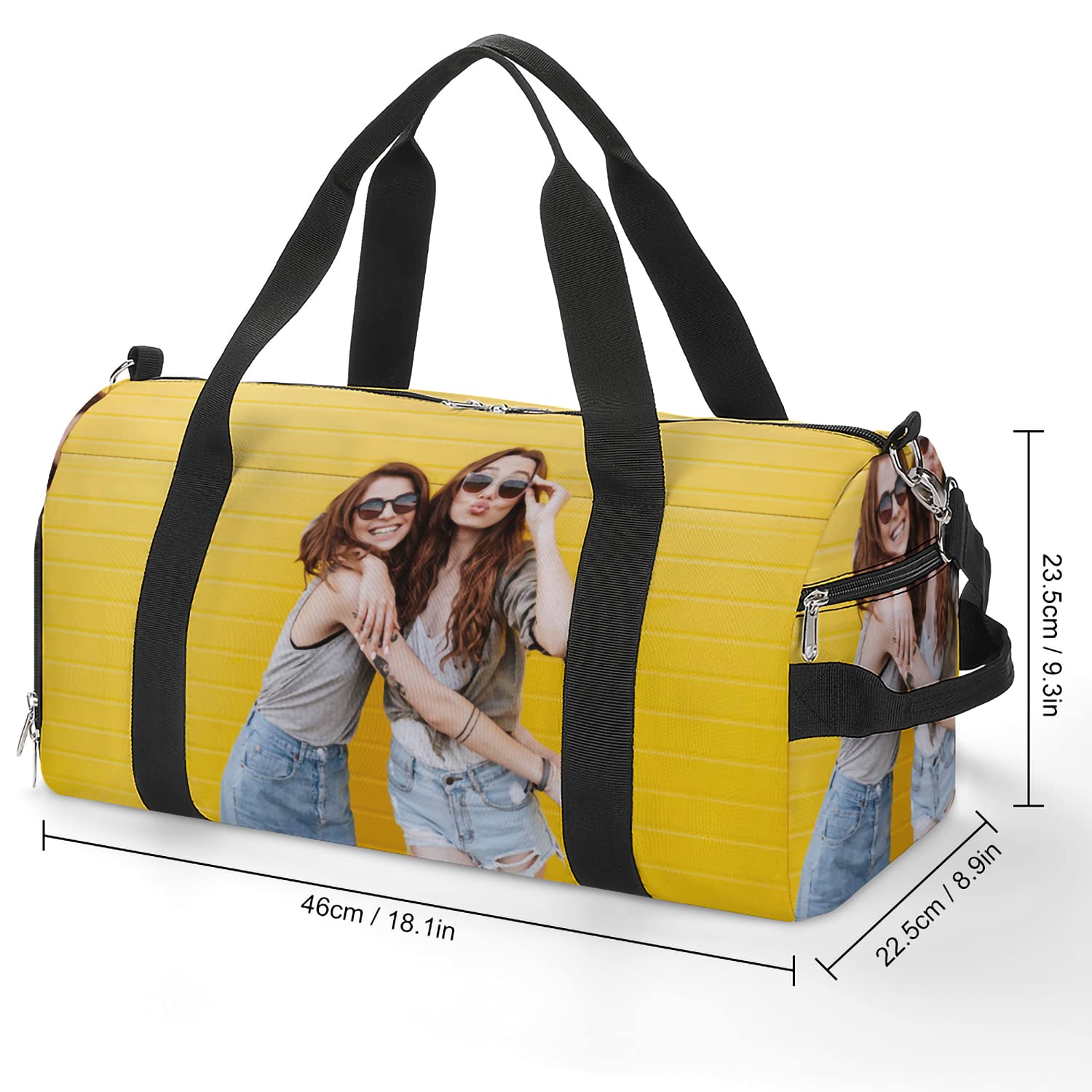 Customized Sport Duffel Bag with Shoe Compartment - Waterproof Gym Bag for Men & Women - Perfect for Travel, Workout, Sports & Weekend Trips (18.1x9x9.3 inches) - Ideal for Gym Enthusiasts, Athletes & Frequent Travelers