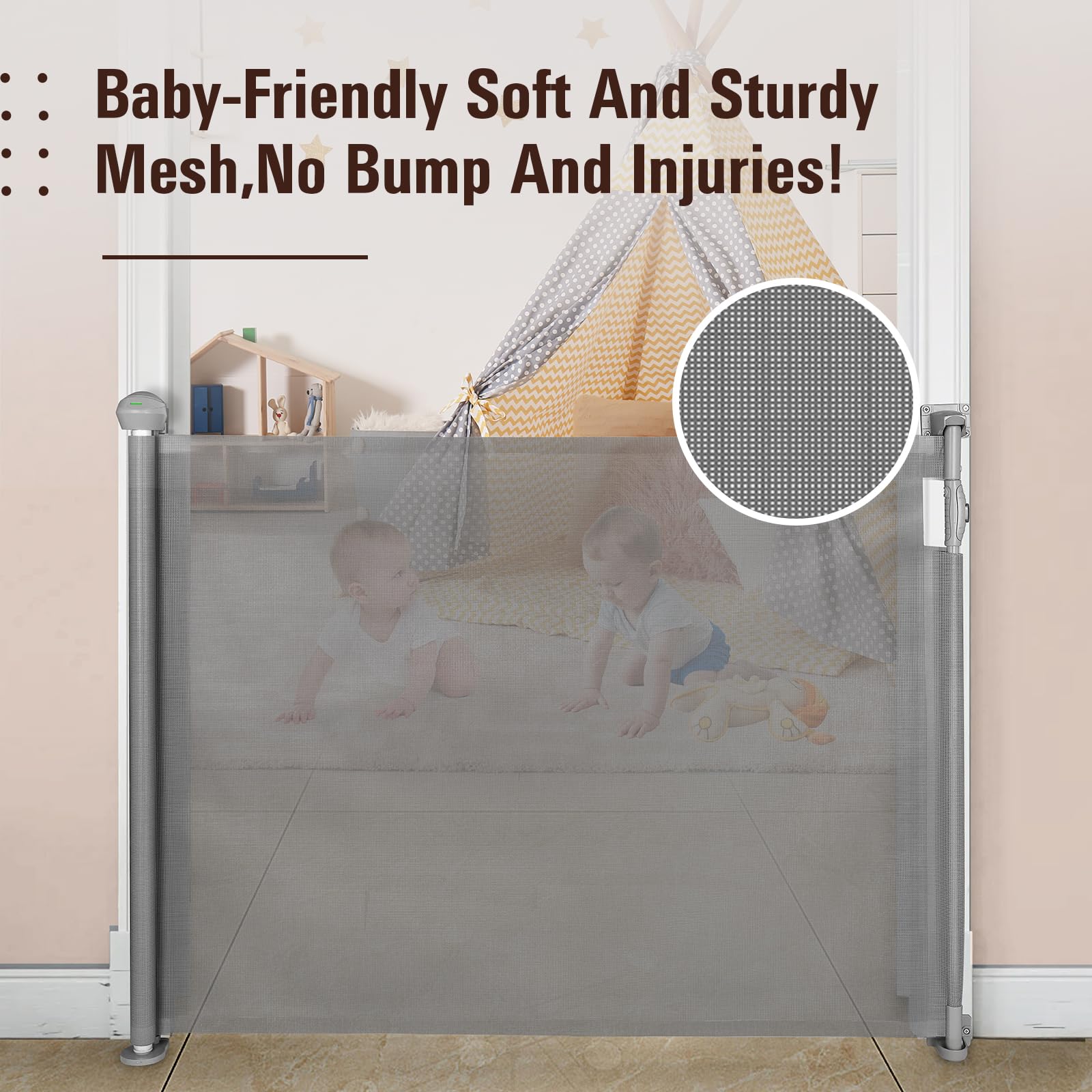 Retractable Baby Gate & Extra Wide Pet Gate for Stairs - Safety Barrier for Kids and Dogs at Home, Stairways, Doorways
