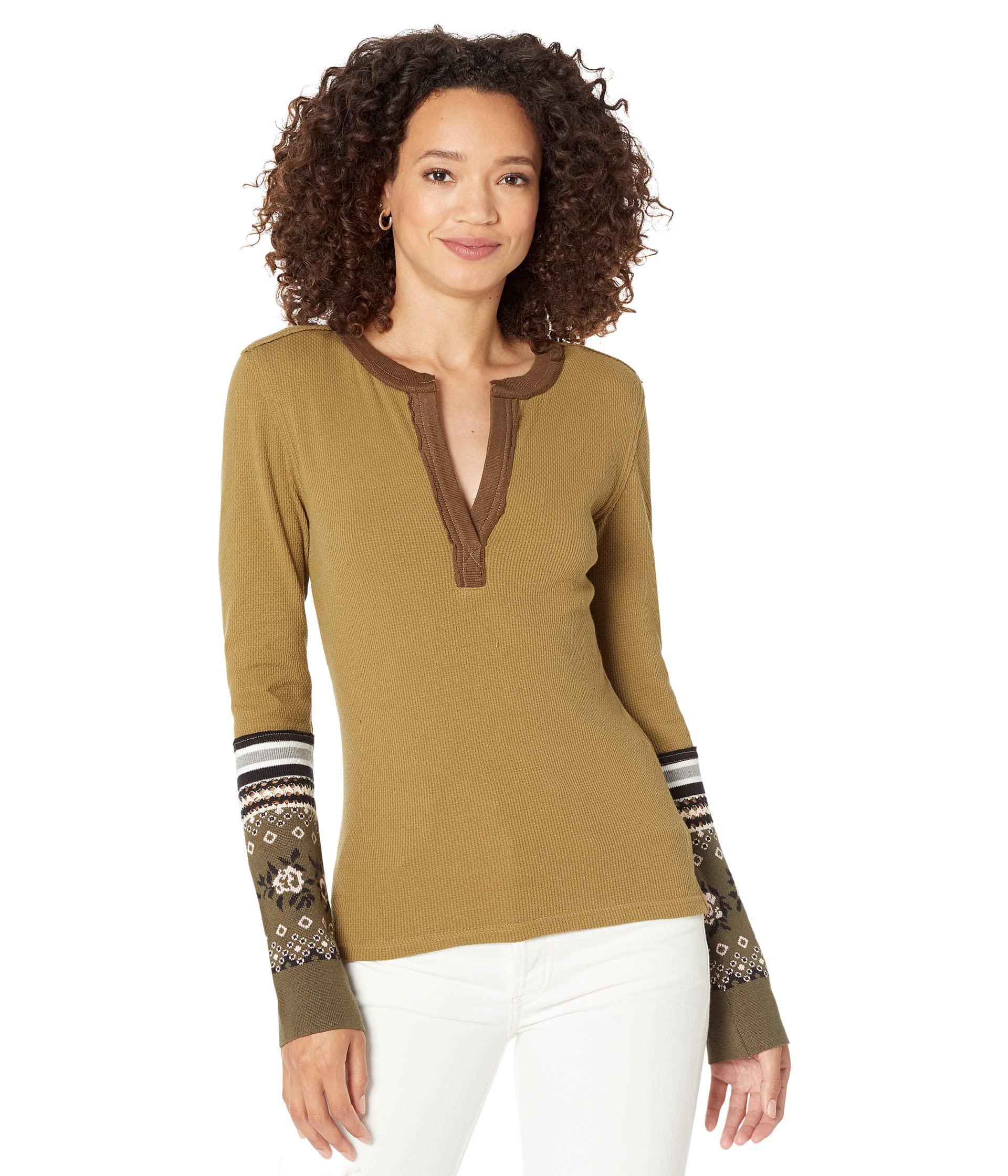Free People Mikah Layering Cuff Top for Women - Textured Knit Long Sleeve Blouse with Bold Detailing | Cozy Fall & Winter Layering Piece for Casual Outfits and Date Nights