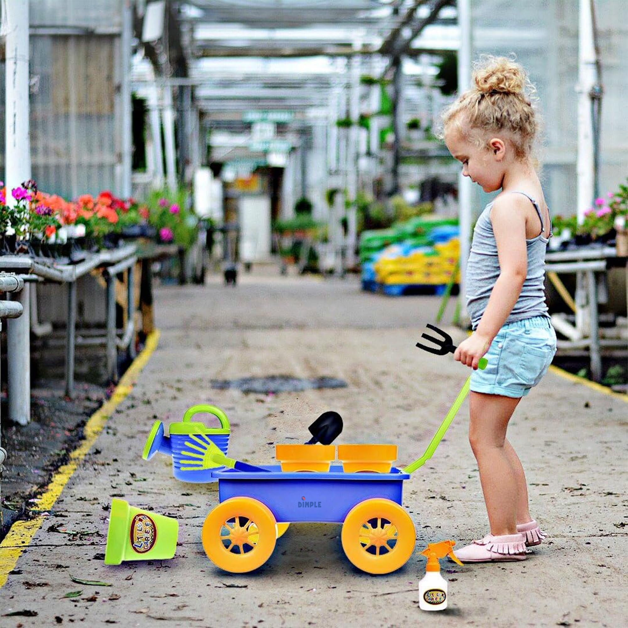 Premium 15-Piece Kids Gardening Toy Set with Wagon - Sturdy Durable Outdoor Playset for Yard, Beach & Sandbox - Best Garden Tools for Toddlers & Children (Green) | Perfect for Outdoor Play, Pretend Gardening & Backyard Adventures