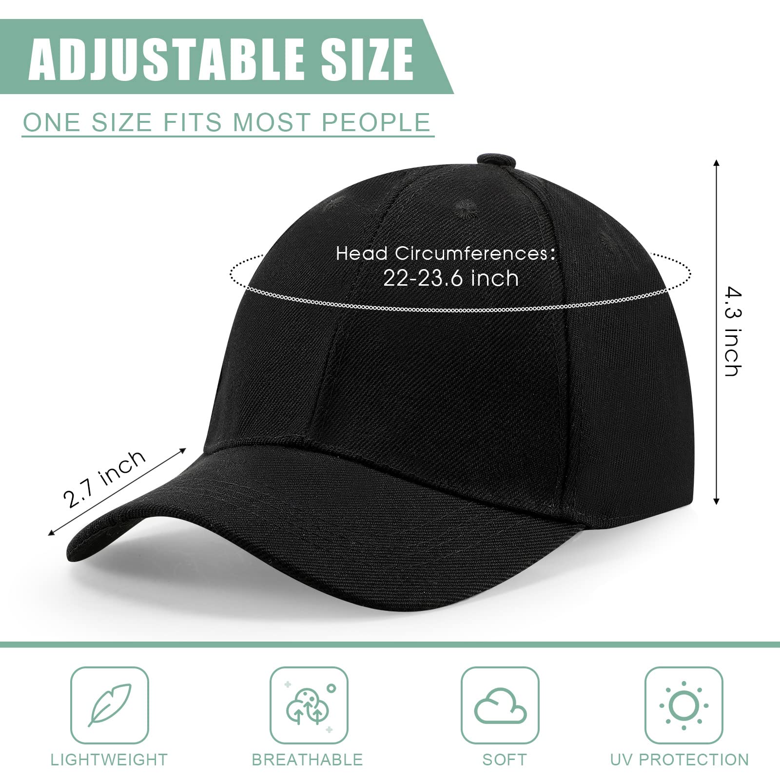 72 Pcs Bulk Plain Baseball Caps - Adjustable Back Strap Unisex Solid Color Dad Hats for Men & Women - Golf, Sports, Casual Wear (Black) - Perfect for Team Events, Promotions & Everyday Fashion