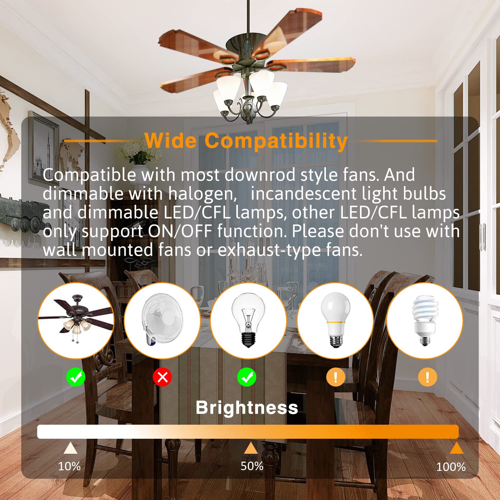 2 Pack Universal Ceiling Fan Remote Control Kit with Light Dimmer & 3 Speed Fan Controller - Compatible with Hampton Bay, Hunter, Harbor Breeze, Westinghouse, Honeywell & More - Perfect for Bedroom, Living Room, Office & Home Use