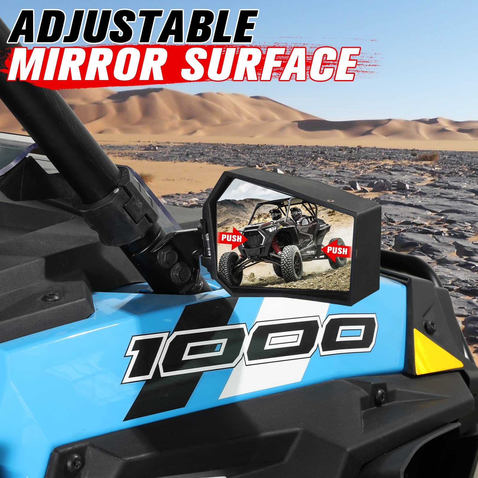 UTV PRO Folding Rearview Side Mirrors for 2014-2023 Polaris RZR Turbo XP/XP4 1000 & Trail 900 - Adjustable Black Off-Road Mirrors Replacement for OEM #2881198 - Perfect for Trail Riding, Dune Bashing & Off-Road Adventures
