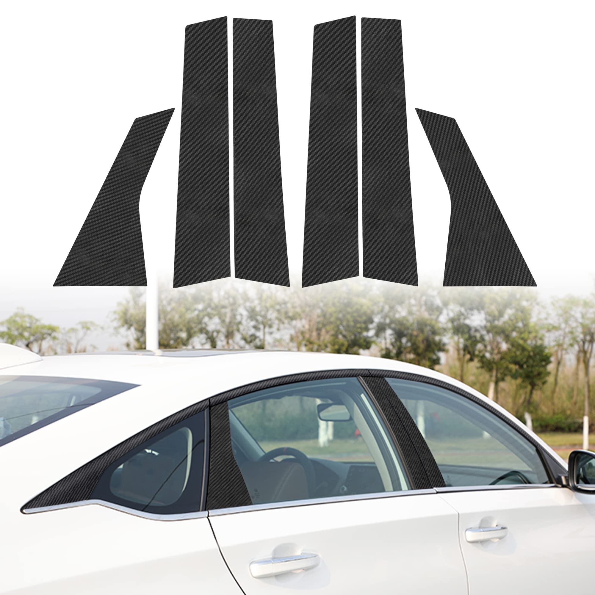 6pcs Carbon Fiber Car Window Pillar Stickers for Honda Accord 2018-2021 - Vinyl Overlay Trim Exterior Accessories & Decoration - Easy DIY Upgrade for Enhanced Style & Protection (Perfect for Car Shows, Daily Driving & Customization)