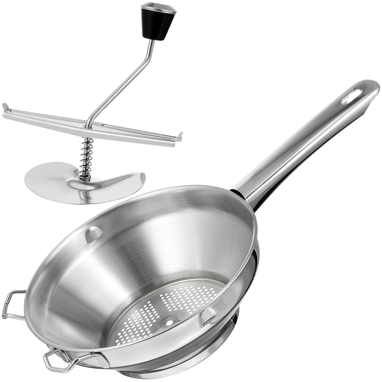 HANABASS Rotary Potato Ricer - Large Stainless Steel Potato Masher with Non-Slip Silicone Handle for Smooth Mashed Potatoes, Jams & Sauces | Perfect for Home Cooking, Baking & Meal Prep