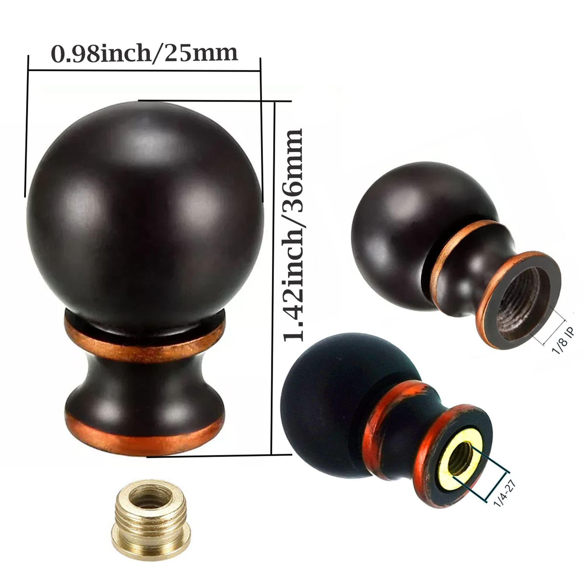 Elegant Black Ball Design Lamp Finials - Decorative Lamp Topper Knobs for Table & Floor Lamps (Set of 2) - Perfect for Living Room, Bedroom & Home Decor Lighting Accents