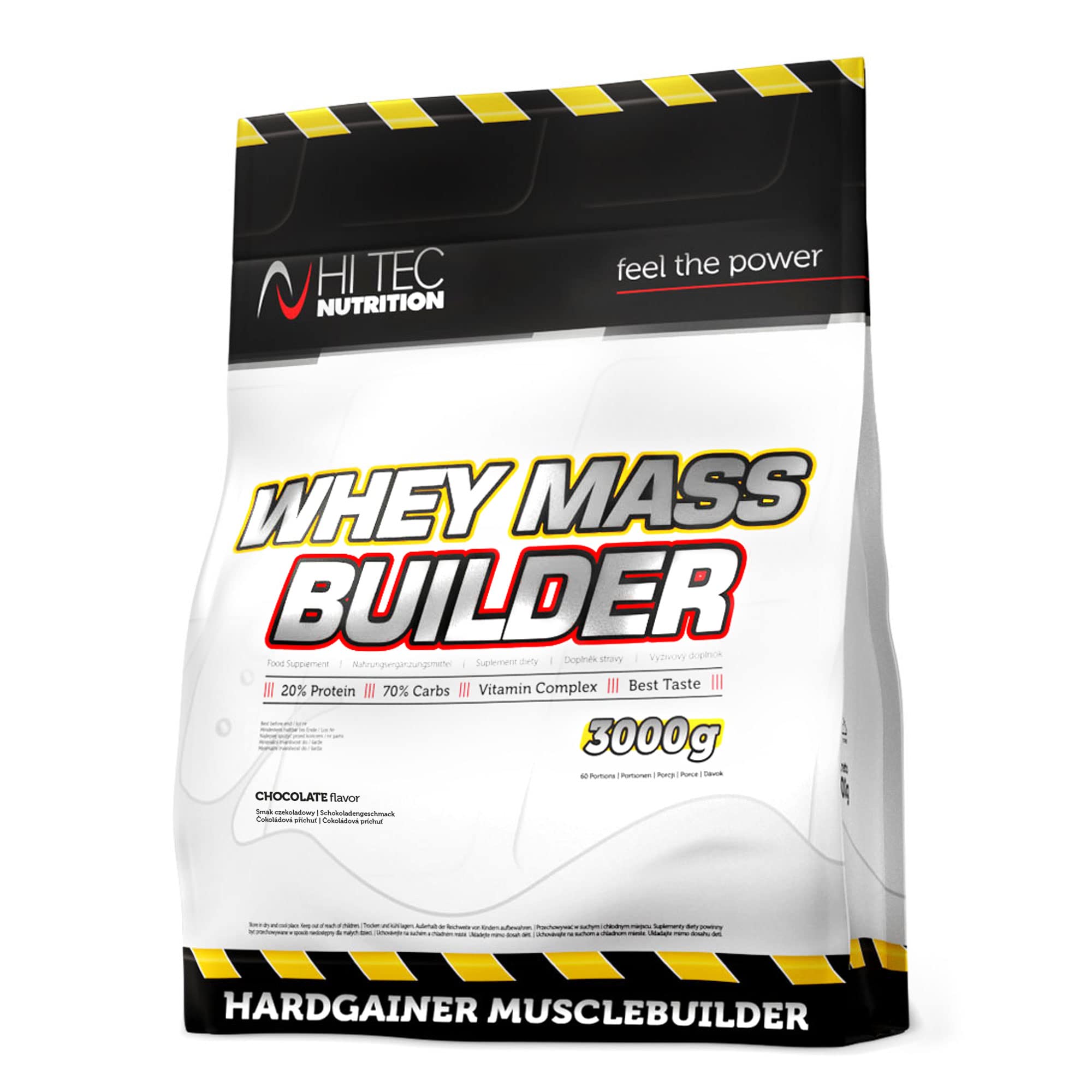 HI TEC NUTRITION Mass Gainer Protein Powder - 3000g Whey Protein Supplement for Muscle Growth & Weight Gain - Chocolate Flavor - 60 Servings - Ideal for Post-Workout Recovery & Bodybuilding Nutrition